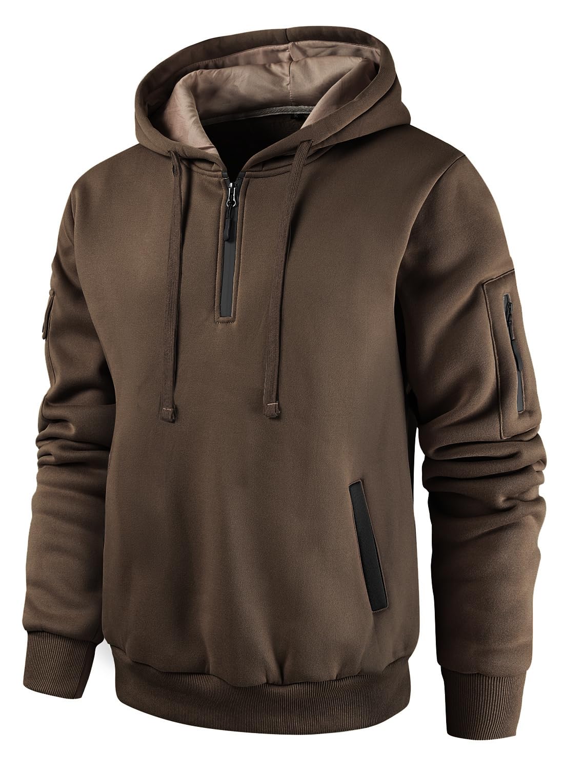 Leidowei Men's Hoodies Casual Pullover Hooded Sweatshirt Long Sleeve Quarter Zip Hoody Tops With Kangaroo Pocket