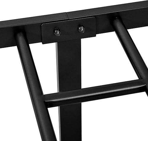 Miniatura 9 de Yaheetech Marco de cama de metal tamaño King con cabecera de estilo victoriano, estribo, fácil montaje, no necesita somier, color negro