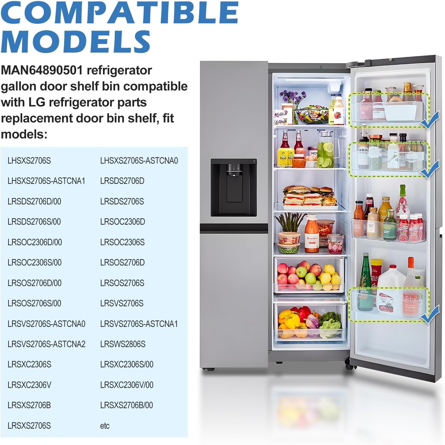 NEW MAN64890501 Refrigerator Door Bin for LG Refrigerator Door Shelf Bin