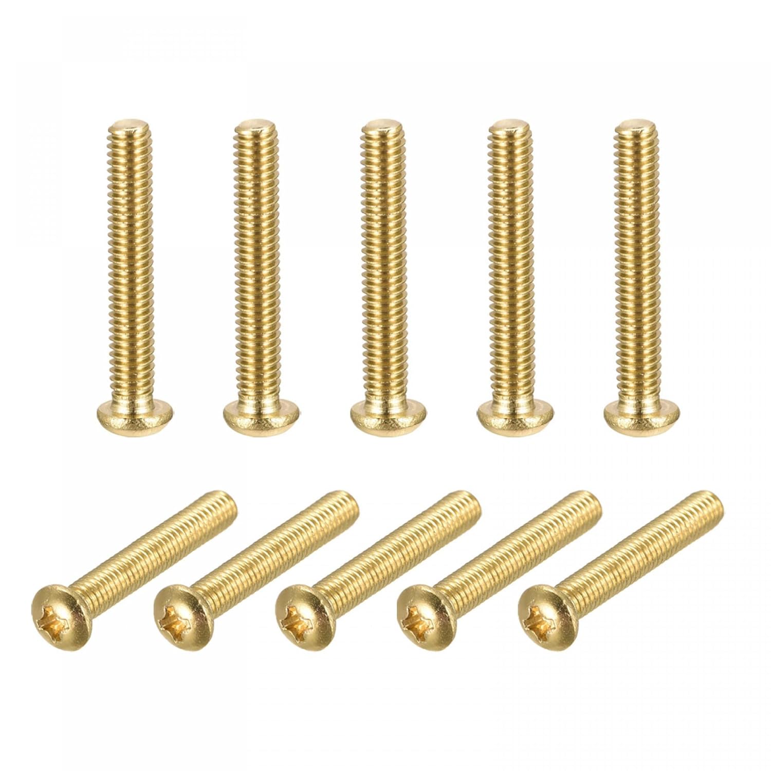 uxcell Brass Machine Screws, M4x25mm Phillips Pan Head Fastener Bolts for Furniture, Office Equipment, Electronics 20Pcs