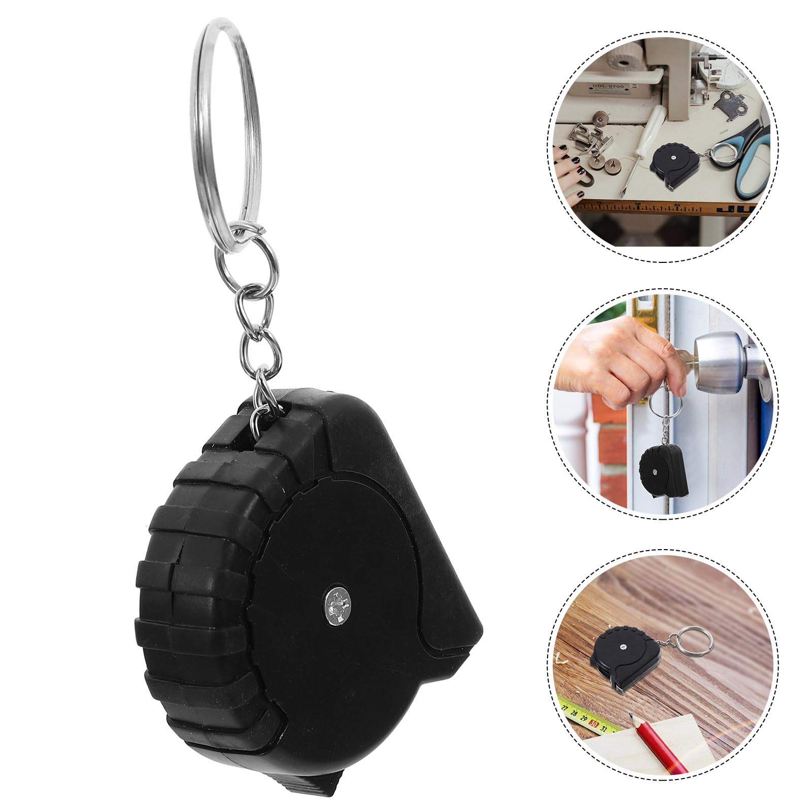 12 Pack Retractable Pocket Tape Measure Keychain, Mini Carbon Steel Measuring Tape for Home Use Black, Blackx5pcs - Image 2