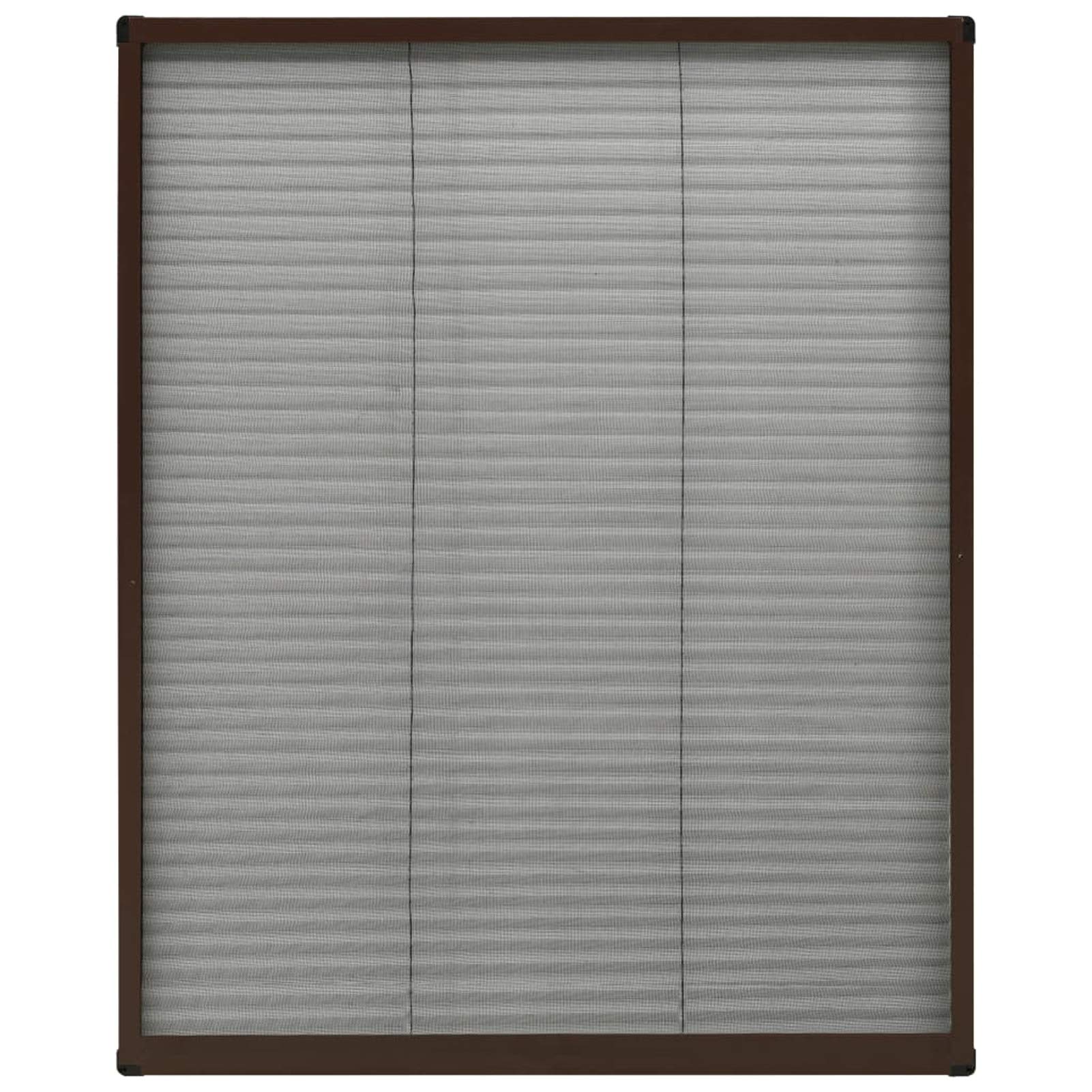 ZEYUAN Insektenschutz-Plissee für Fenster, Fliegengitter Fenster, Fliegenschutz Fenster, Pollenschutzgitter Fenster, Insektengitter Fenster, Insektennetz, Fensternetz, Aluminium Braun 80x100 cm
