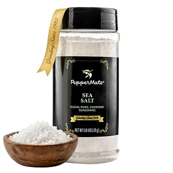 Coarse Sea Salt for Grinder Refill - Pure, Unrefined, Non-Iodized Sea Salt Crystals for Cooking, Baking, Brining, Grilling & Finishing - 1 lb Grinder-Ready Bottle