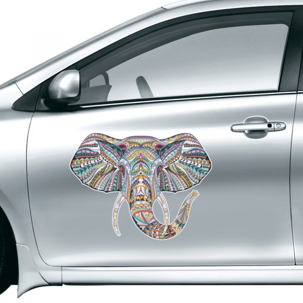 Sticker voiture éléphant mosaïque colorée art créatif haut de gamme 20cm