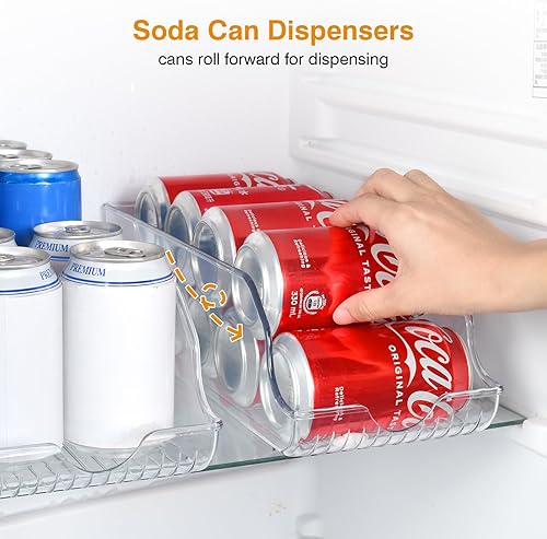 Miniatura 4 de OTraki Paquete de 6 organizadores de latas para despensa, organizador de latas de soda transparente y soporte para huevos para refrigerador,