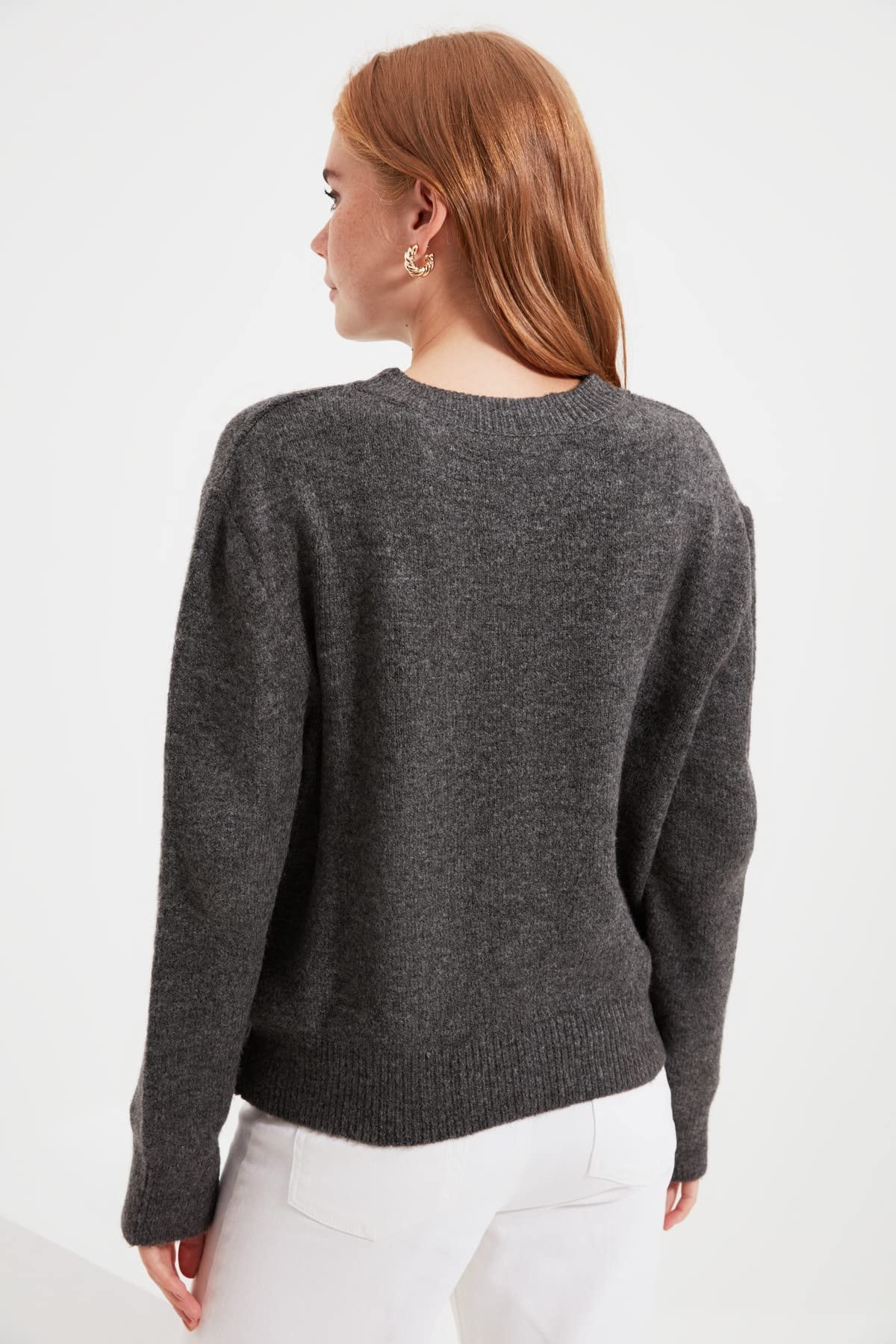 Trendyol Cardigan en Tricot avec Boutons en Forme de Cœur - Anthracite Cardigan Femme (Lot de 1)