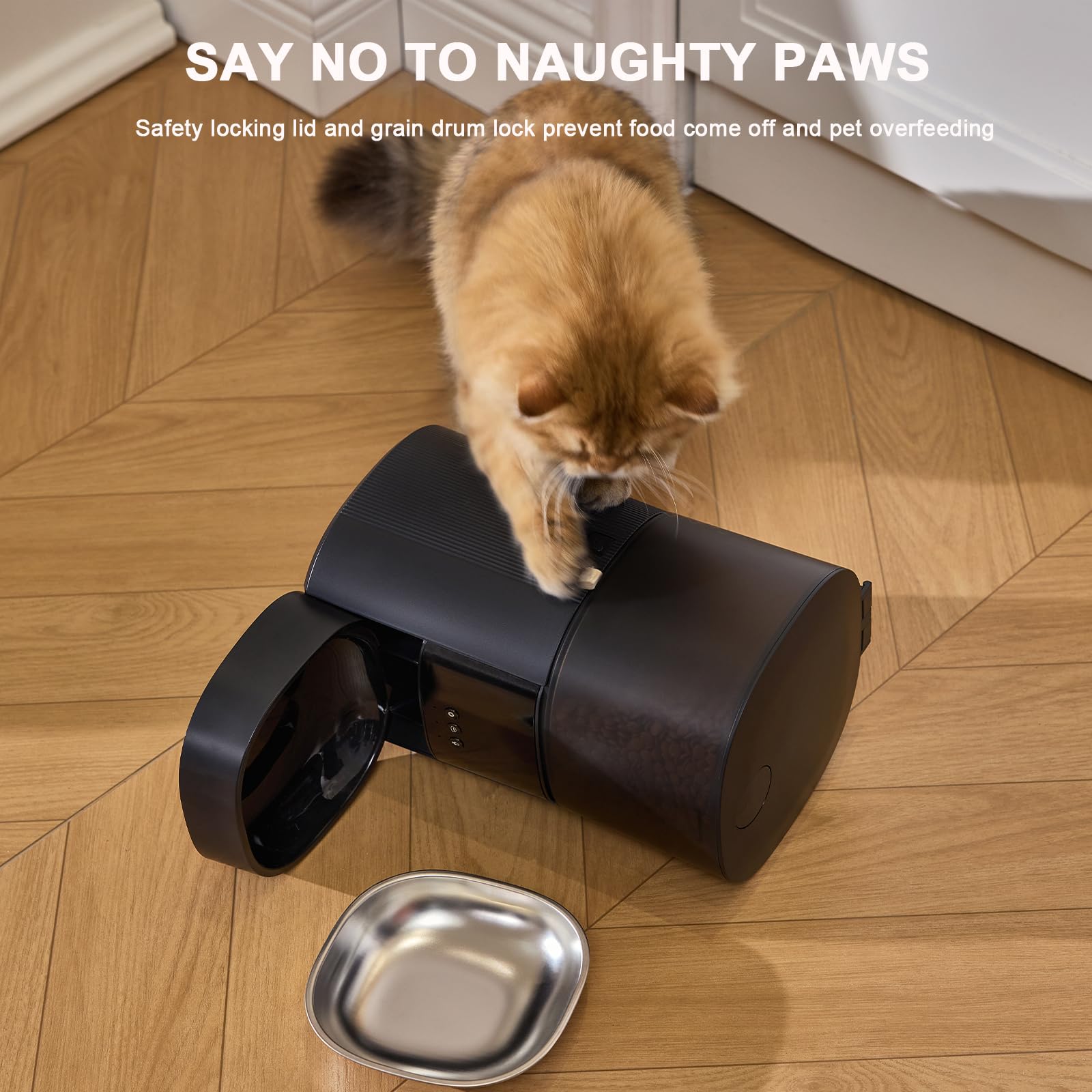 Automatic Cat Feeder WiFi with App Control, Voice Recorder, 4L Dry Pet Food Dispenser for Cats & Dogs with Freshness Preservation, Custom Feeding Times & Portions, Dual Power - image 7
