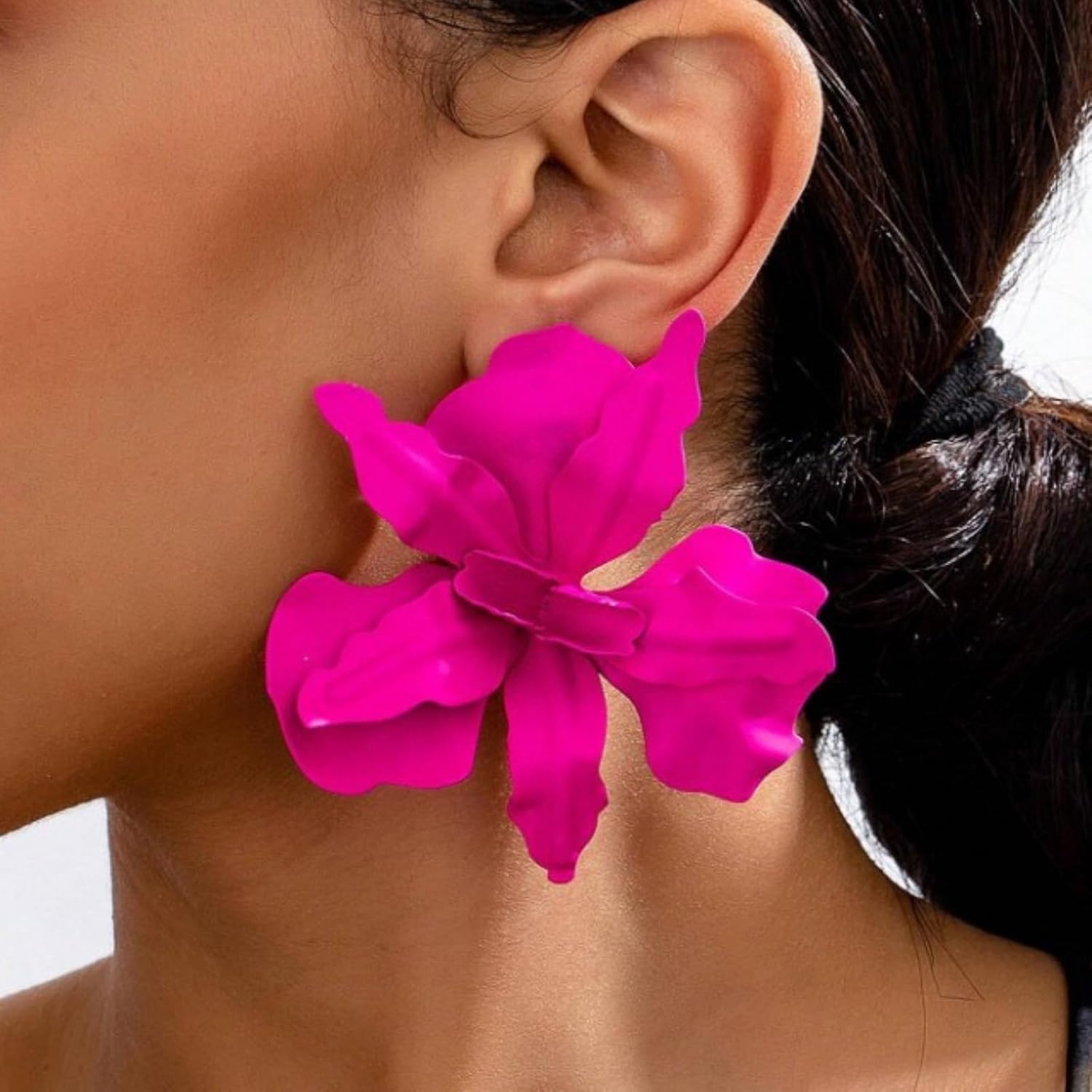 Statement Flower Earrings for Women Trendy Pink Flower Dangle Drop Earrings Spring Statement Jewelry Fashion Accessories for Wedding Gifts