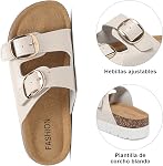 Womens Platform Sandals With Cork Footbed, Adjustable Double Buckle Non-Slip Slides, Open Toe Chunky Summer Shoes With Memory Foam Insole Wedge