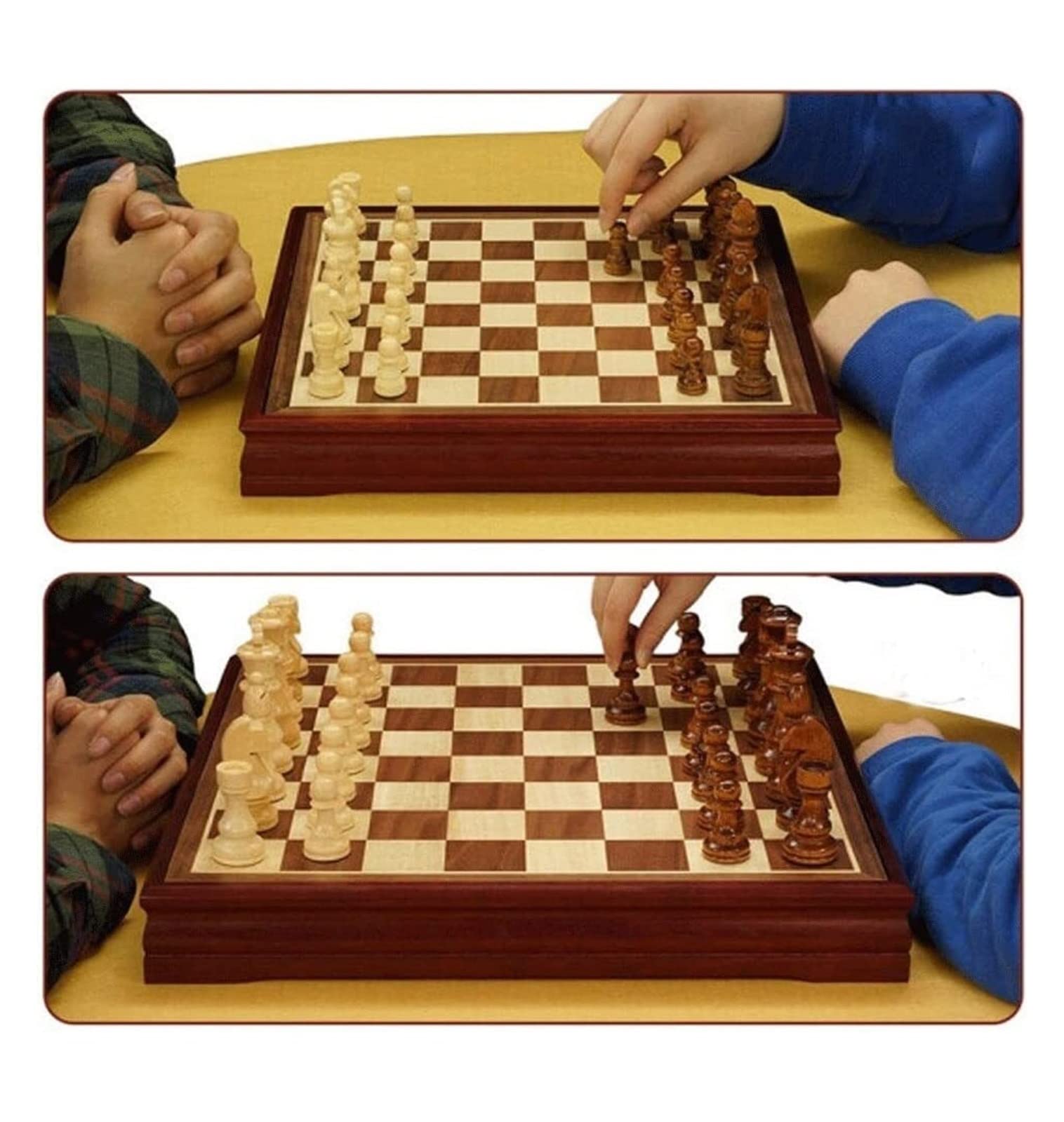 Zestaw Szachowy Szachy Gra Planszowa, Drewniany Zestaw Szachownica Do Przechowywania Kawałków Brzozy, W Strategiczne Gra(45 * 45 * 6cm)