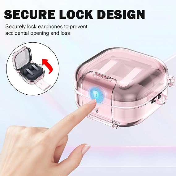 Transparent case for Samsung Galaxy Buds 4/4Pro with Phone Stand-Clear Pink