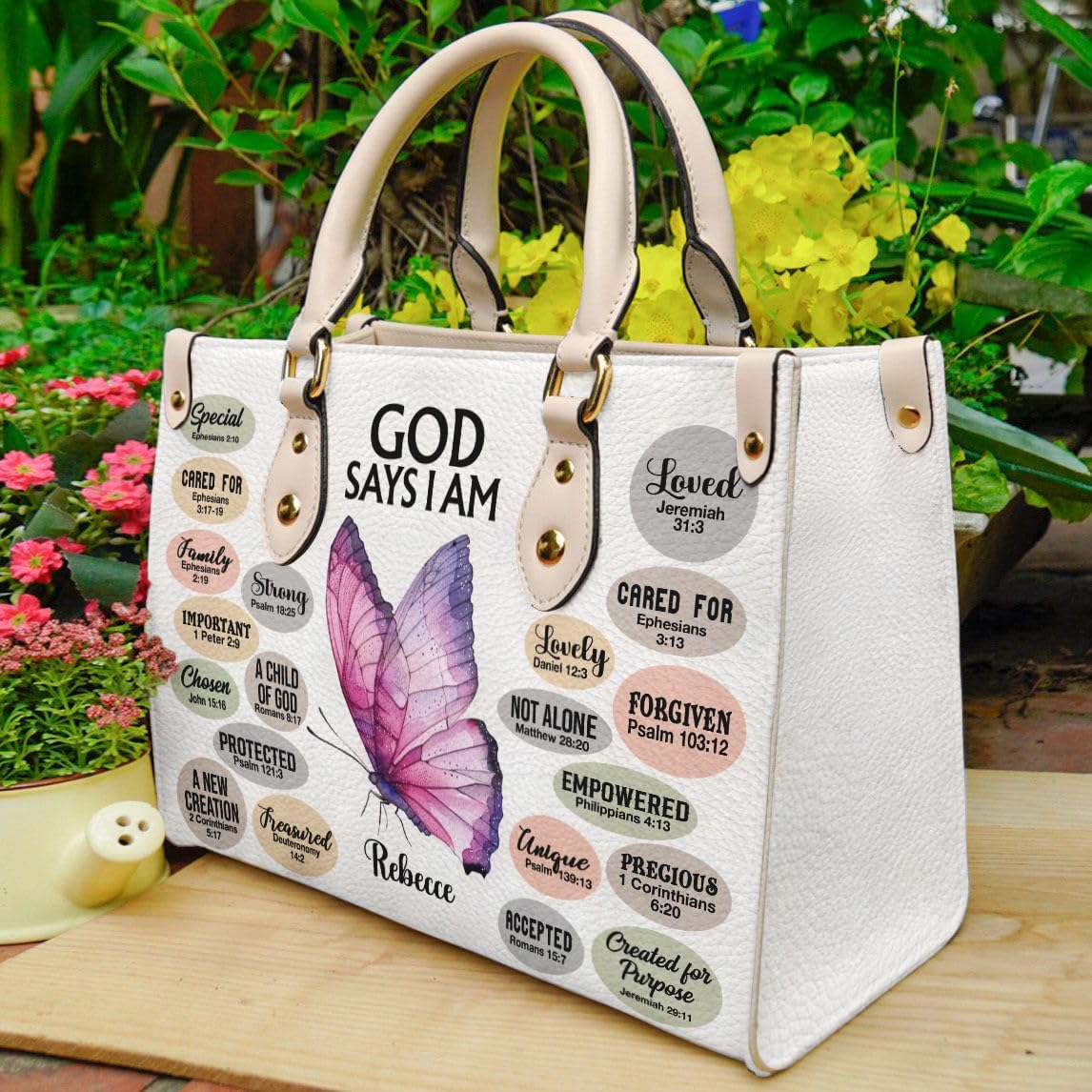 Christian Personalized Leather Handbag – Custom Name Women's Bag, Mother's Day, Birthday, Christmas Gift