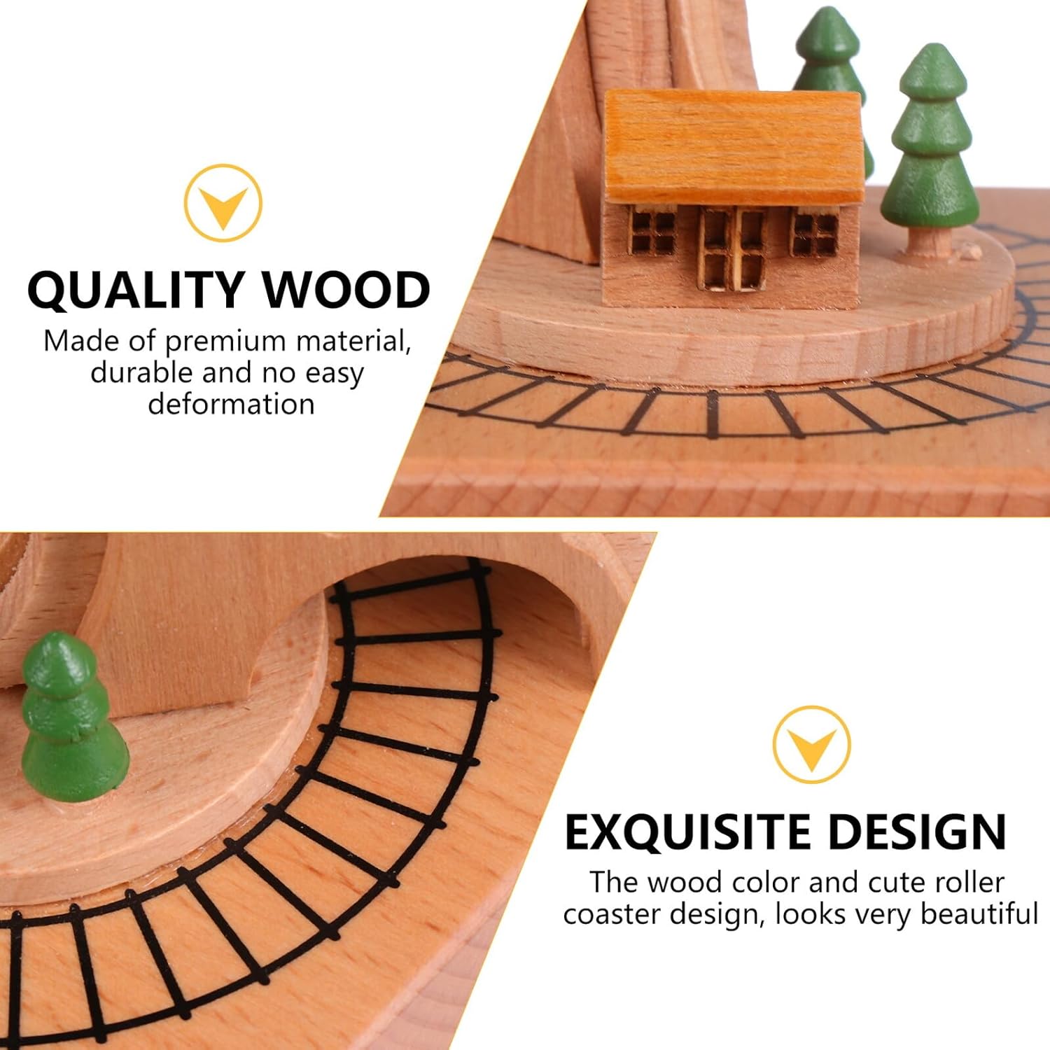 Rotating Wooden Music Box Roller Coaster Design Desktop Ornament Creative ’s Melody Birthday and Valentine’s Day