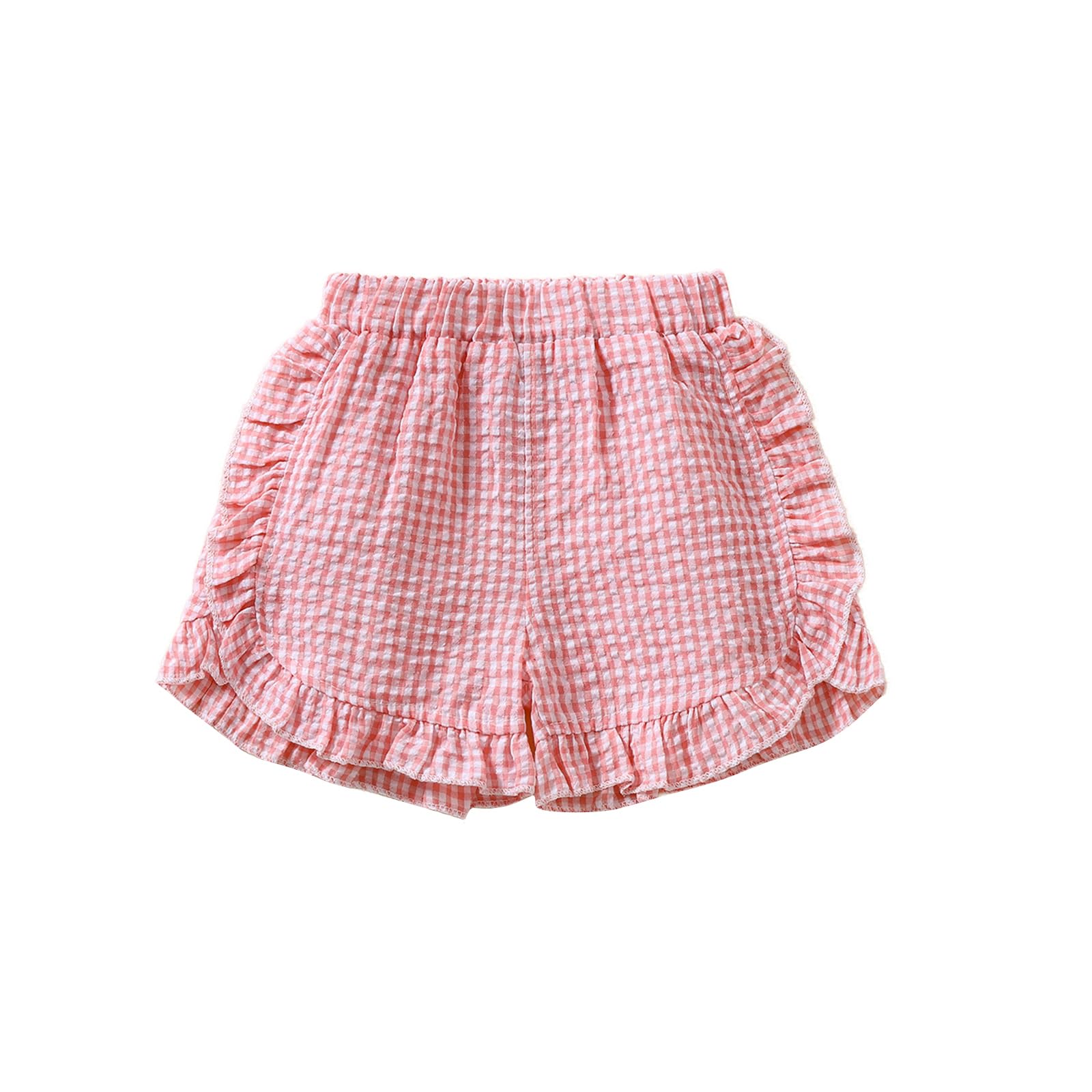 Toddler Baby Girl Ruffle Shorts Gingham Plaid/Stripe Elastic Waist Shorts Pants Bottoms Casual Summer Outfit