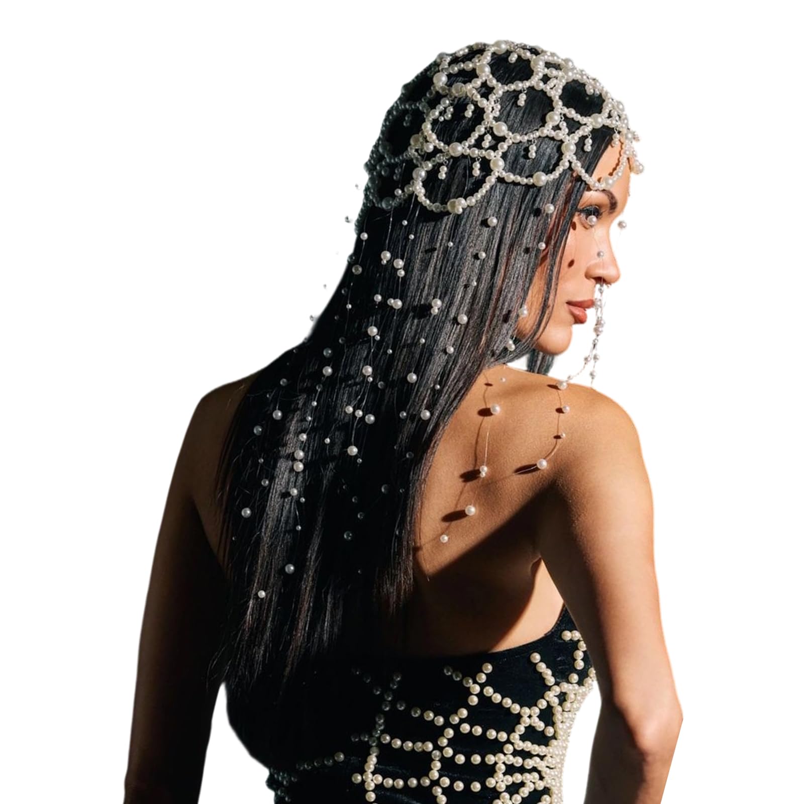 Cerchietto per capelli con strass e perle, con design traforato, per matrimoni, feste e occasioni speciali