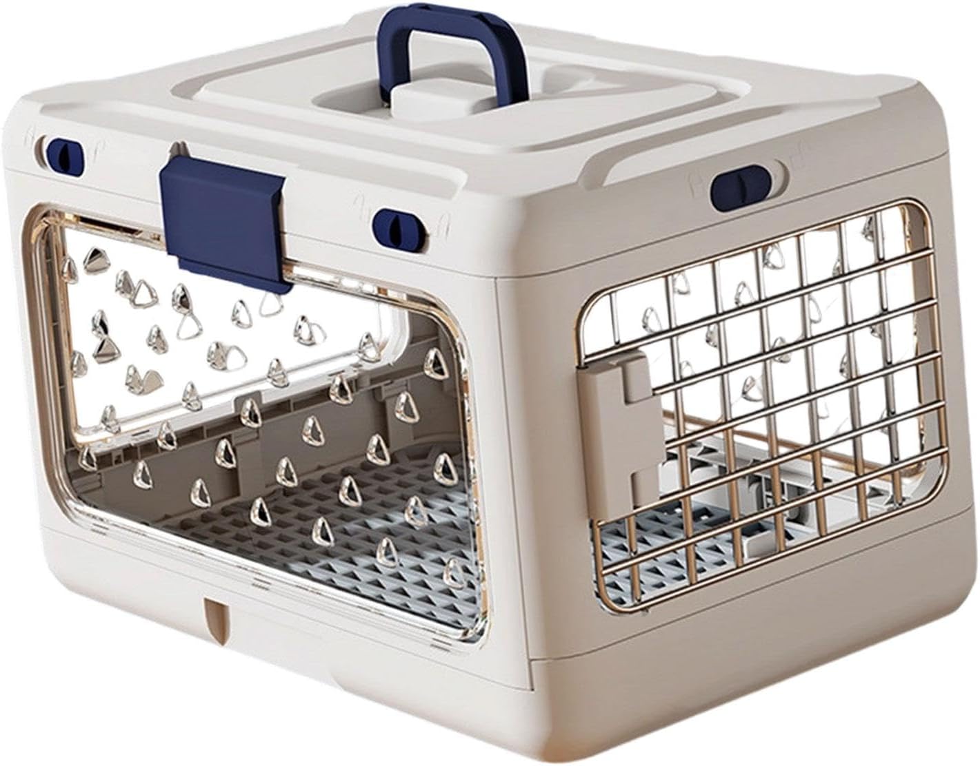 Folding Puppy Crate Pet Carrier Breathable Hard Sided Cat Travel Cage Cat Transport Box for Puppy Bunny Kitten Small Animals, Green