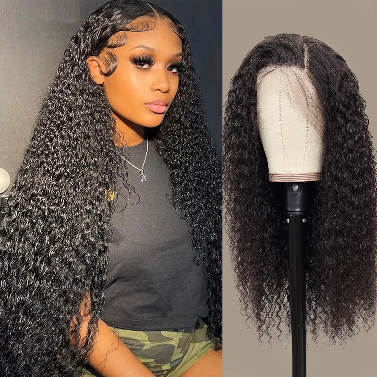 5x5 Lace Closure Wig Human Hair Deep Wave 5x5 HD Lace