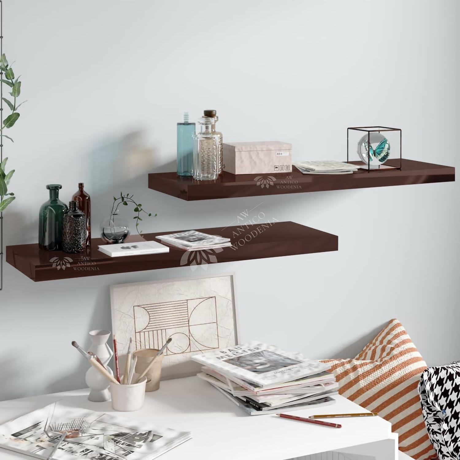 FORESTIS GALLINARIA Aries Wooden Floating Wall Shelf| Wall Rack Shelf | Wall Mount for Living Room, Bedroom, Kitchen… (Set of 2 Brown, XX-Large (24inches)) (B0D3V7VGWJ) Amazon Price History, Amazon Price Tracker