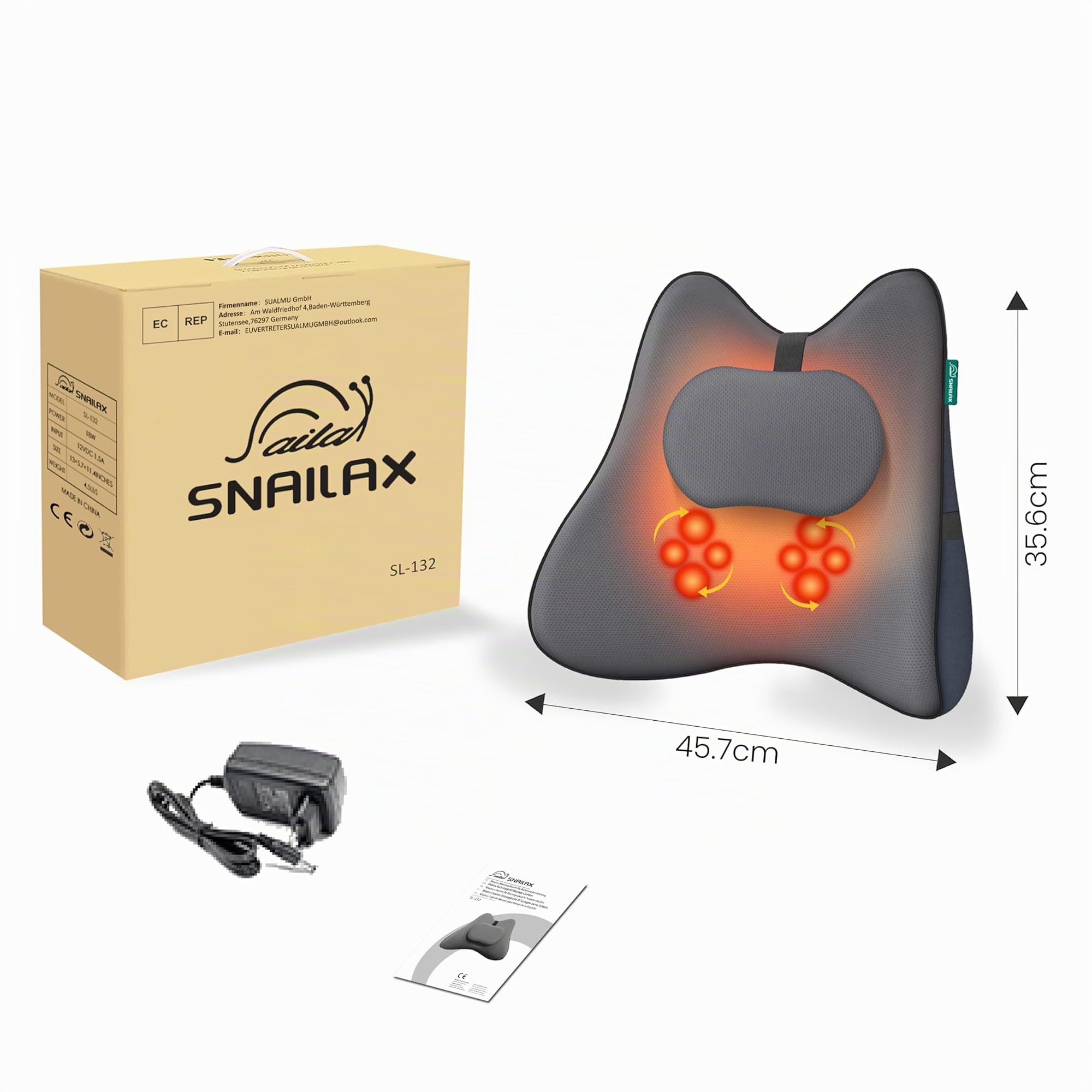 Snailax Shiatsu-Nackenmassagegerät mit Wärme, 4D Knet-Massagekissen für Nacken Rücken Schulter, Massagegerät Rücken Nacken, Rückenmassagegerät, Geschenke für Mama Papa Frauen