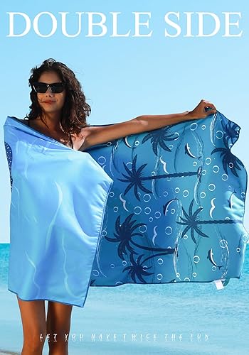 Miniatura 7 de Paquete de 4 toallas de playa ligeras y delgadas de microfibra, sin arena, de secado rápido, súper absorbentes, toallas grandes para piscina, yoga,