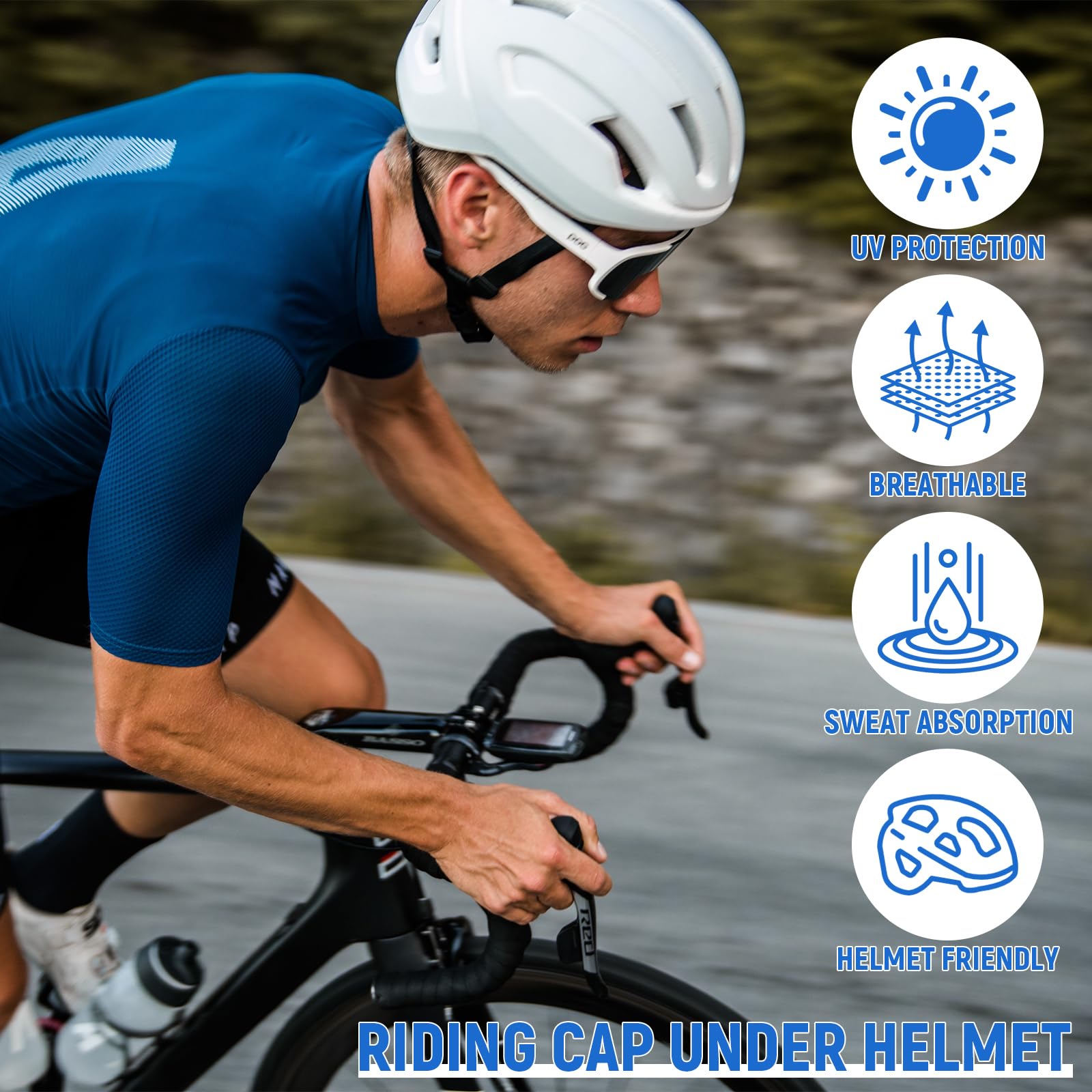 4 szt. Letnie czapki rowerowe, oddychająca letnia czapka pod kask, sucha czapka pod kask, czapka sportowa dla mężczyzn, kobiet, do biegania motocykla roweru sportowego