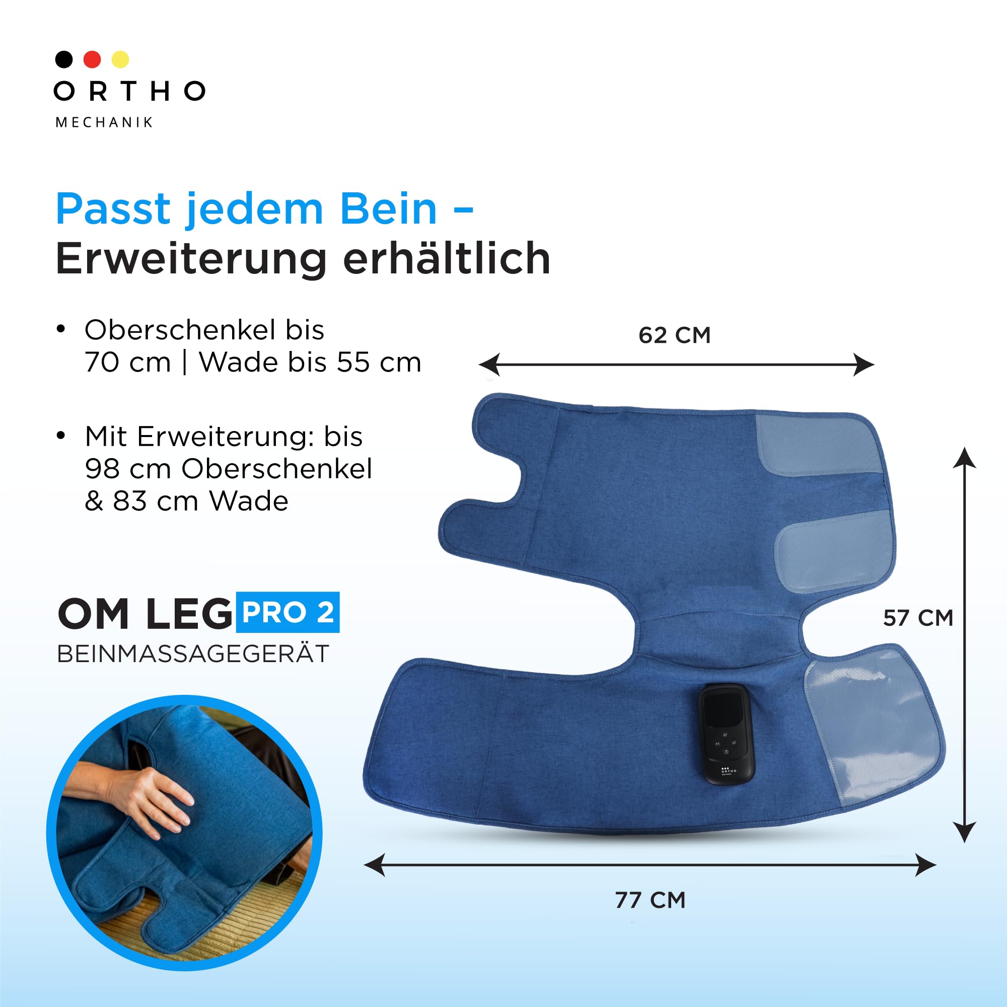 Leg Pro 2 von Orthomechanik – Kabelloses Beinmassagegerät mit Luftkompression, Wärme & Vibration | Tragbar & leicht umschnallbar – für entspannte Beine, Erholung & mehr Wohlbefinden