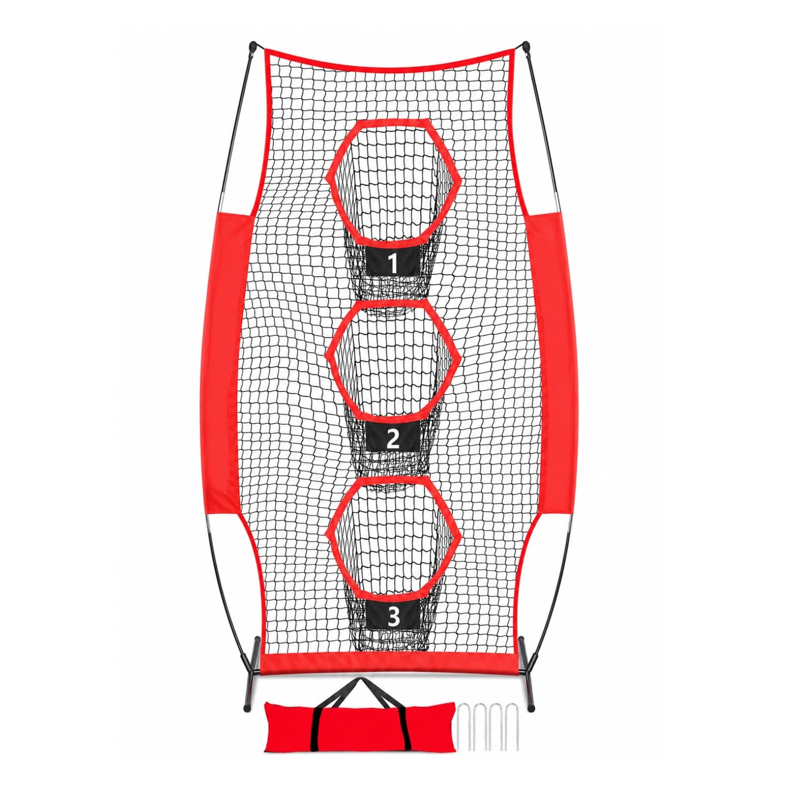 Rete da Allenamento Calcio Portatile Rete Bersaglio Calcio Porta da Lancio Base Stabile Resistenti Picchetti Inclusi Borsa con Tracolla Ferro E
