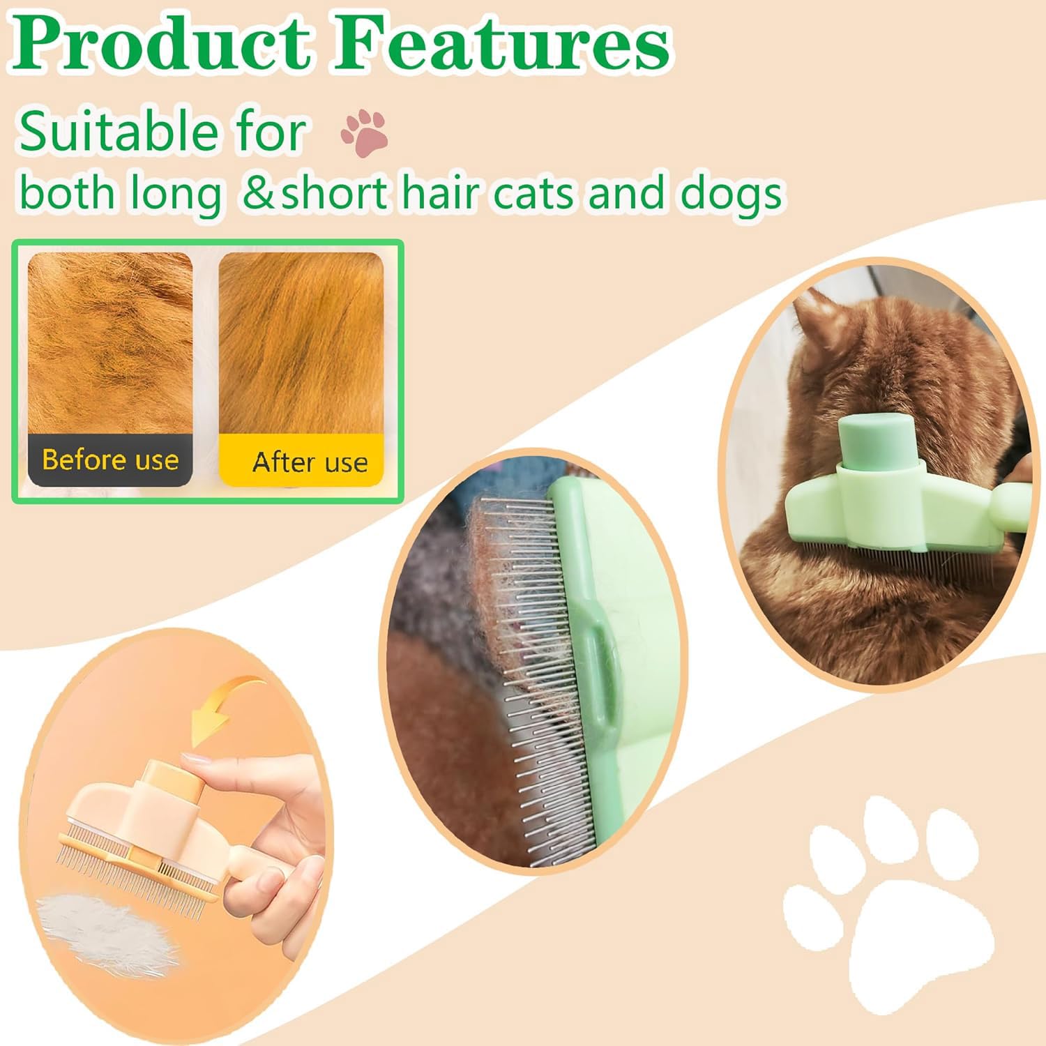 2PCS Pet Combs, 1PCS Cat Nail Clippers, Pet Flea Comb Grooming Brush - Image 2