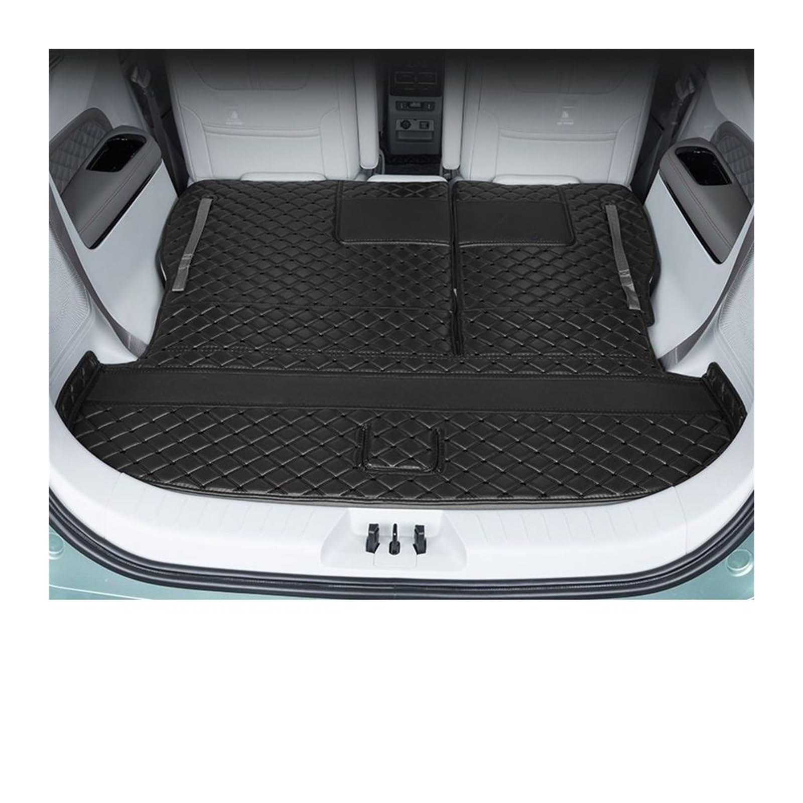wykładzina cargo Skórzana mata do bagażnika samochodowego pasująca do Dongfeng Forthing M4 U-Tour 2024 2025 6 miejsc antypoślizgowa osłona bagażnika(3pcs black)