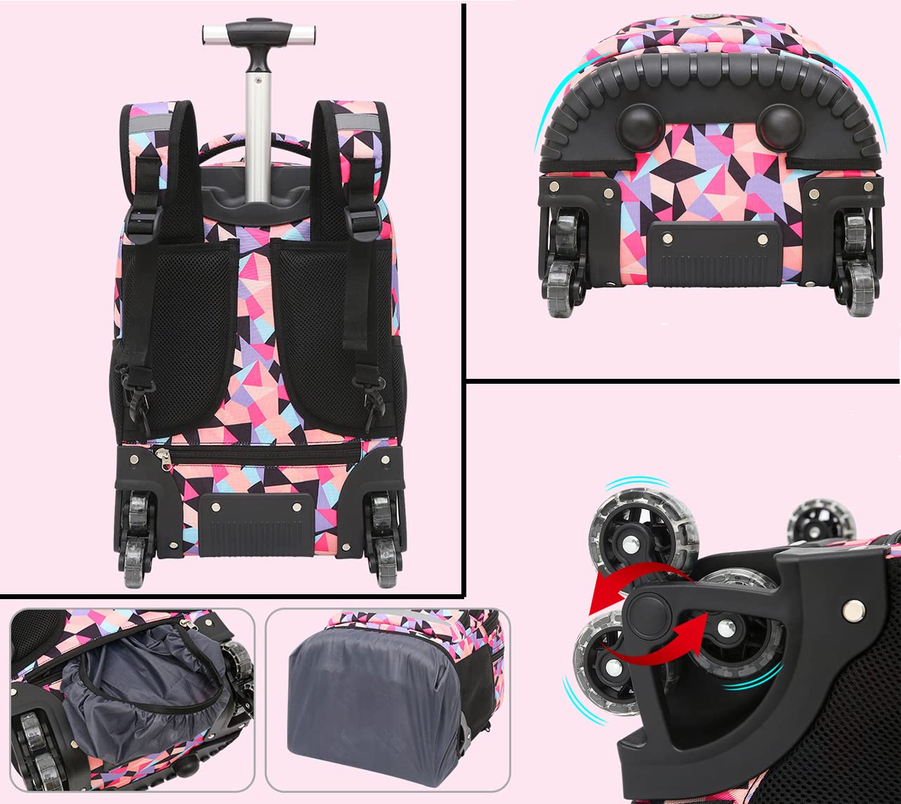 Trolley Rucksack mit Rollen für Jungen Mädchen Schulranzen Kinder Schultrolley Schultaschen Grundschule Schulrucksack Kinderrucksack Laptop Rucksack