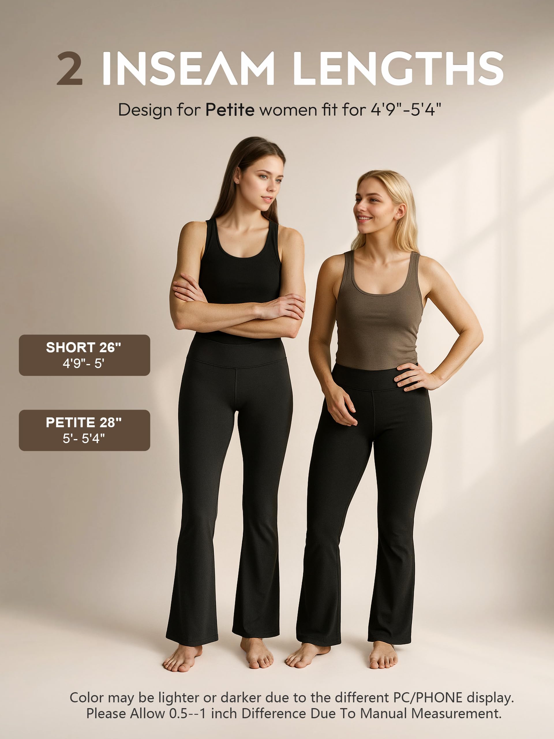 Tapata Petite Bootcut Yogahose für Damen, 66 cm/71,1 cm Schrittlänge, hohe Taille, Workout-Leggings mit Taschen