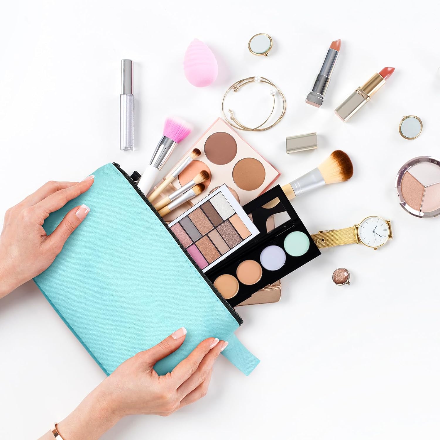 Saintrygo 30 Pcs Canvas Makeup Bags Bulk for Women Cosmetic Bags Small Travel Canvas Zipper Pouch Blank DIY Multipurpose Toiletry Hygiene Pouch for Women Purse Pencil Case(Novel,7.5 x 5 x 1.8 Inch) - Image 4