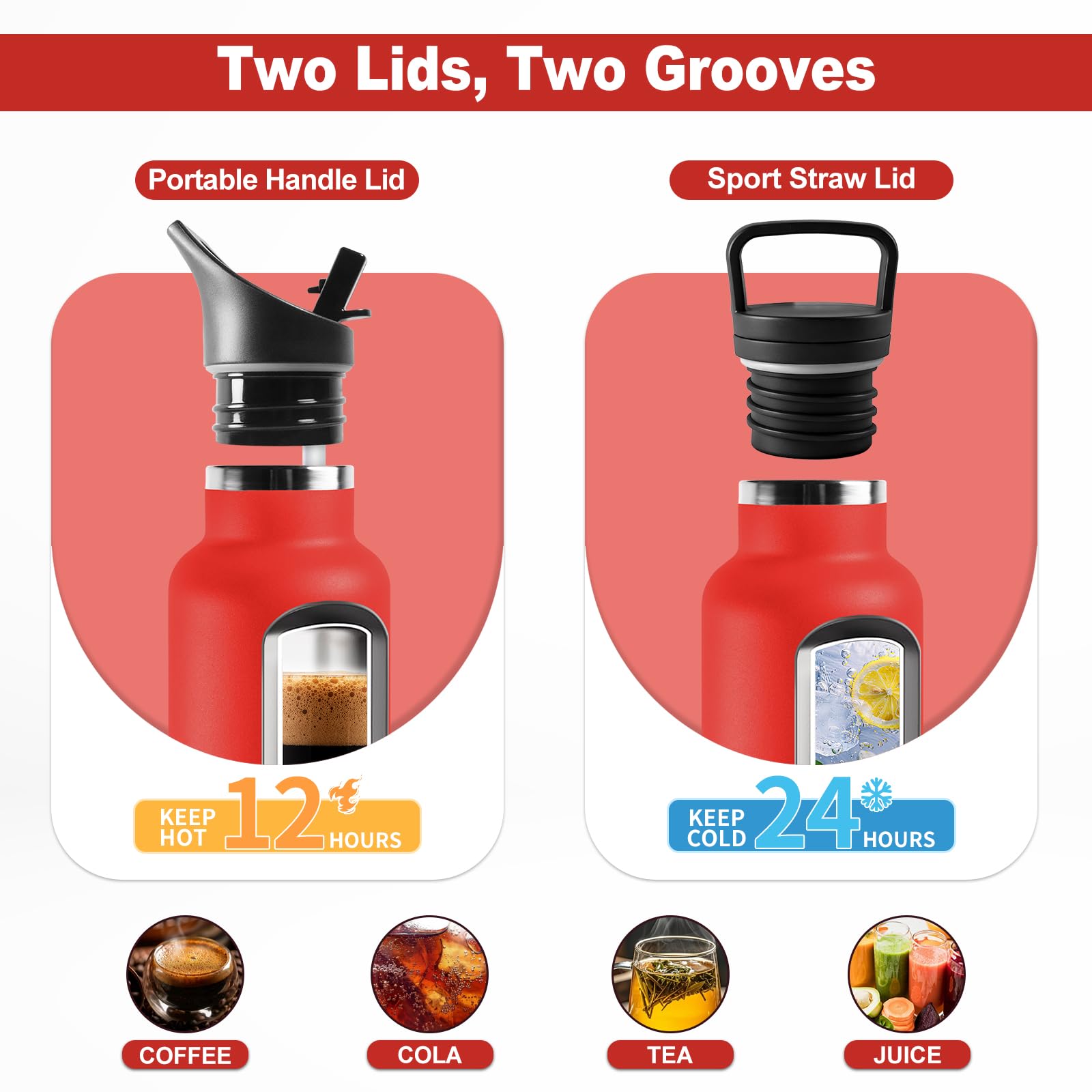 Borraccia Termica 750ml, Bottiglia con Cannuccia, senza BPA, Riutilizzabile, a Prova di Perdite, per Viaggio, Campeggio, Scuola, Gimnasio