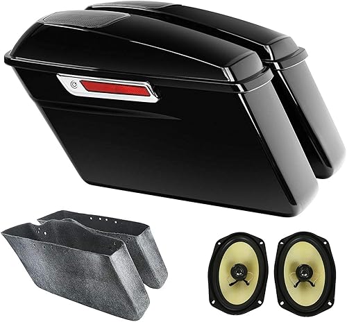TCMT Alforjas rígidas de 6 x 9 pulgadas, tapas y forros de alfombra para Harley Touring Road King Road Glide Street Glide Electra Glide Ultra