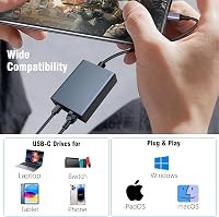 RUIZHI 100W USB-C Ethernet Adapter - Gigabit RJ45 Hálózati Csatlakozó és Gyorstöltő Chromecast, Telefon, MacBook és Windows Eszközökhöz 3