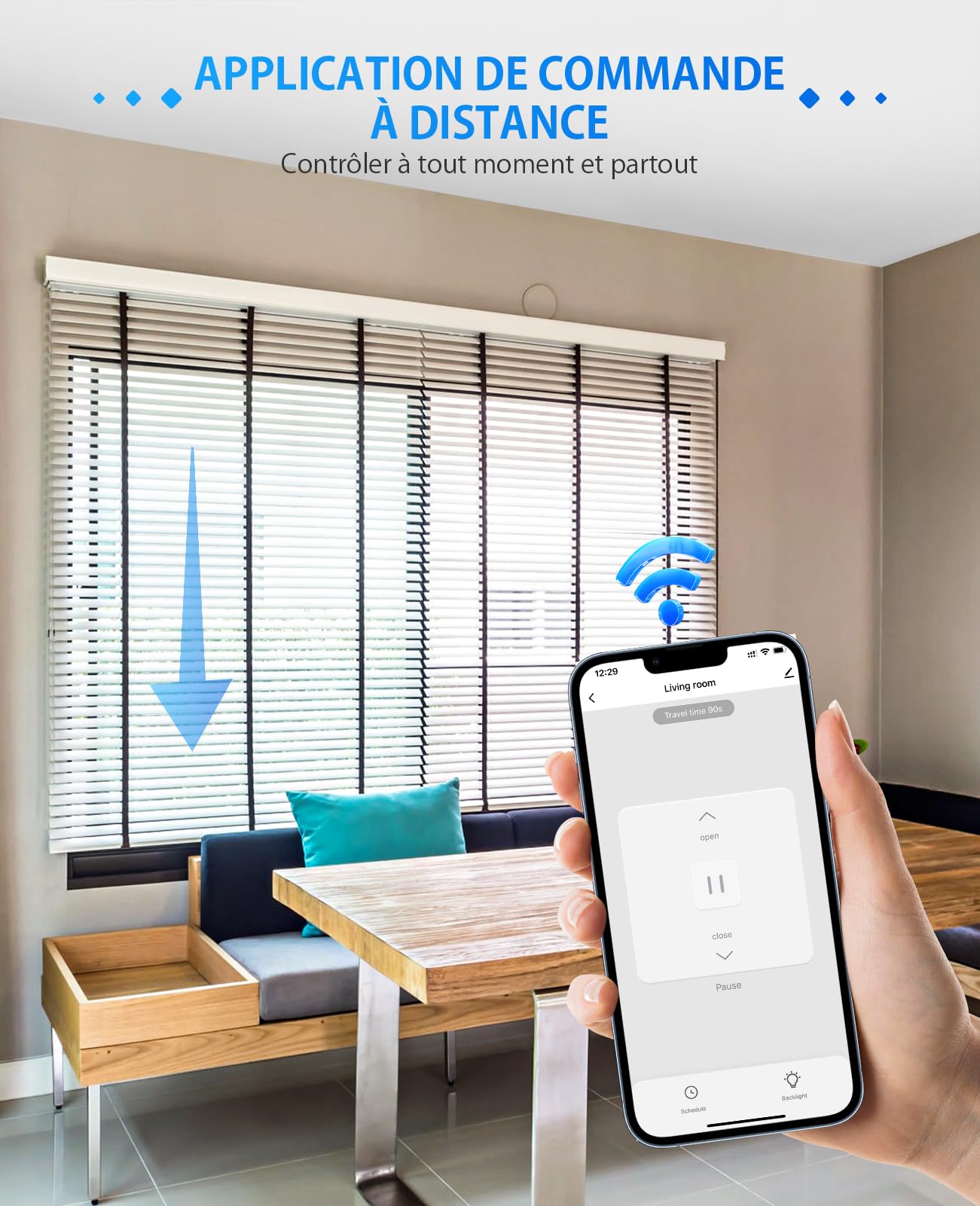 Interrupteur Volet Roulant Connecté CS01, Compatible Alexa/Google Home/Smart Life, Commande Vocale et APP