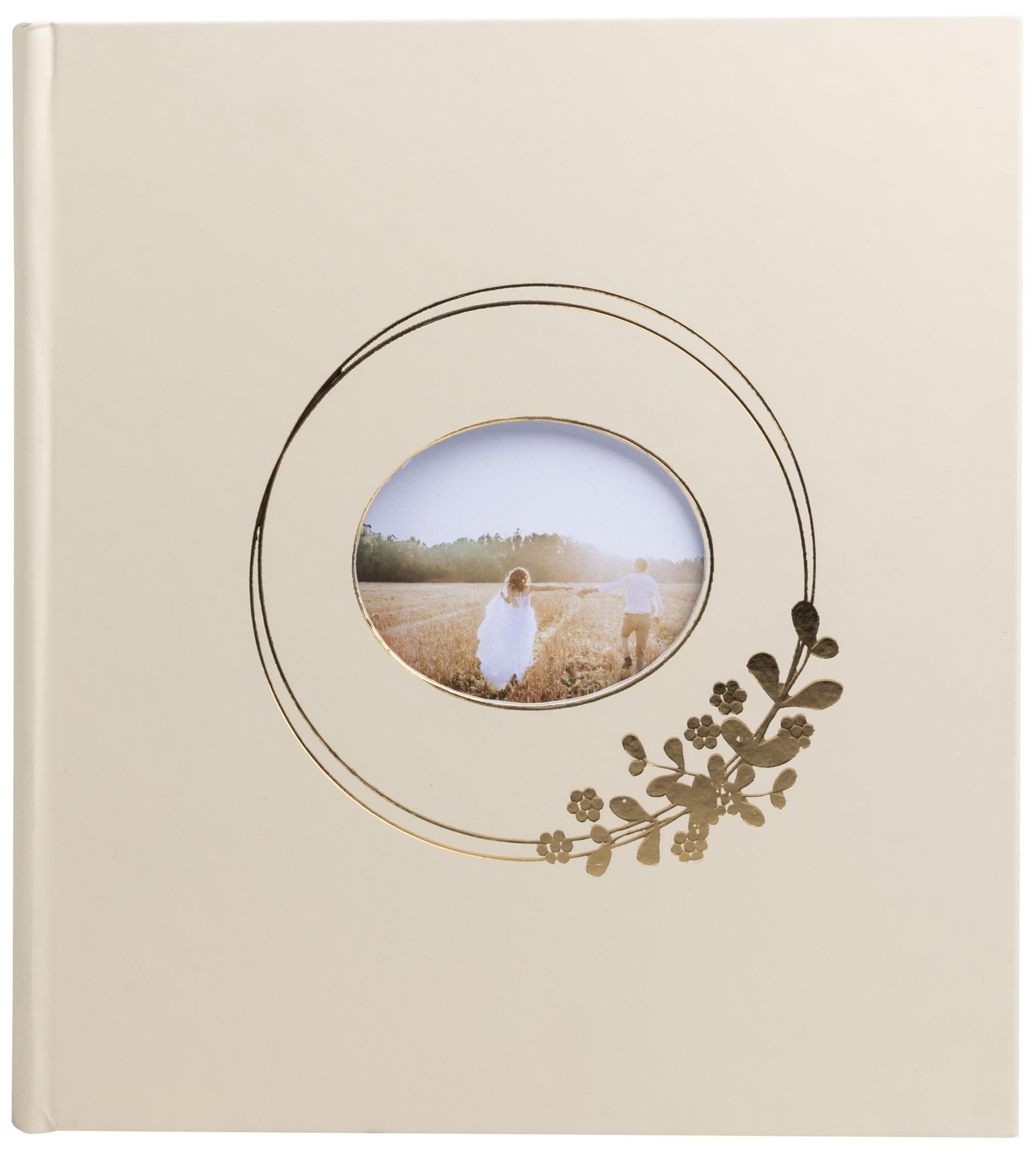 EXACOMPTA - Ref 16733E - Ringflower Latte Photo Album - 300 Photos - 60 White Pages - Format 29 x 32 cm - Cover with PU Effect Paper and Personalisation Window