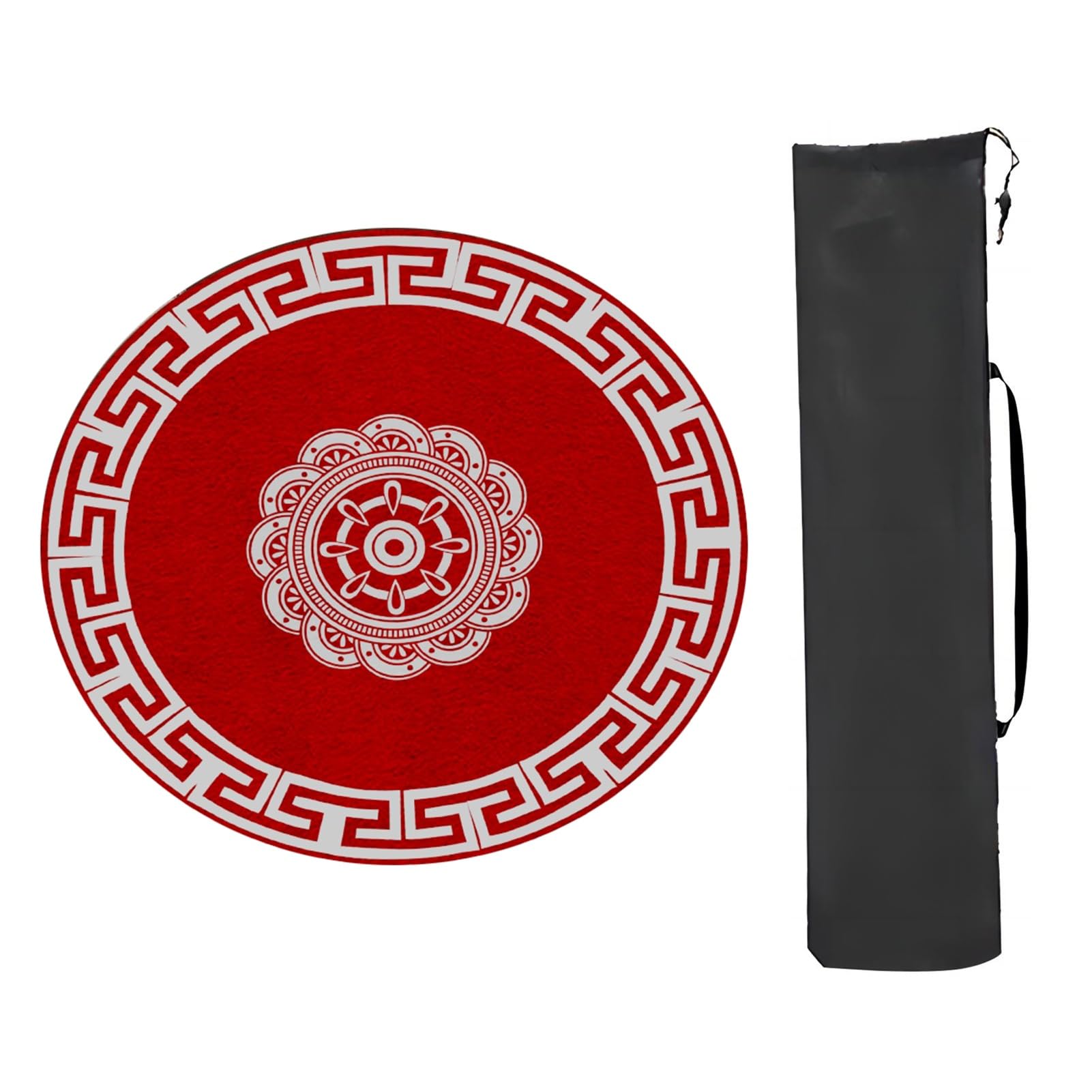 Tapis de Poker, Rond Rouge avec Bord, Mahjong Sac de Transport, for Jeux Cartes Poker, société, tuiles(Red 2,70 * 70cm(27.55 * 27. 55in))