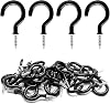 Biaungdo 60 Pcs 1 Ceiling Cups Hooks Screw Hooks Ceiling Cup Hooks Self-Tapping Screws Hooks Black