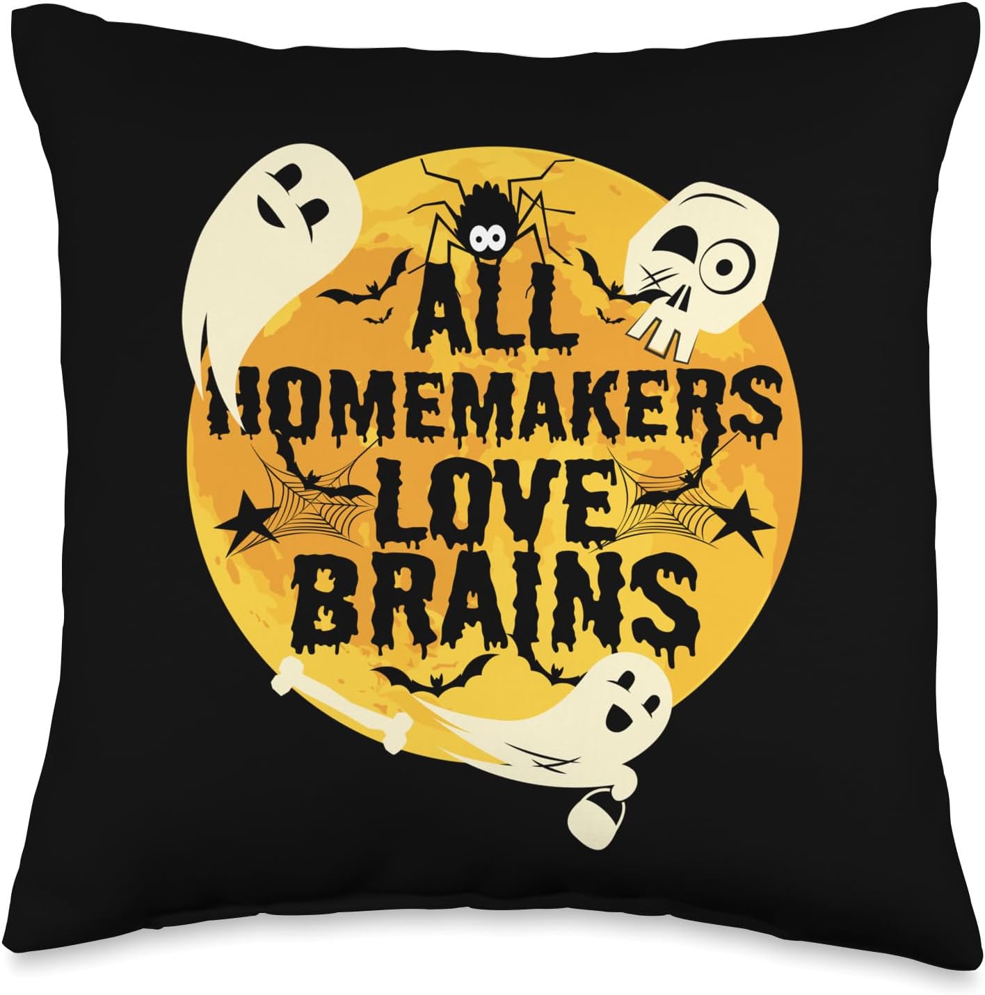 Homemakers Love Brains Funny Throw Pillow, 16x16, Multicolor