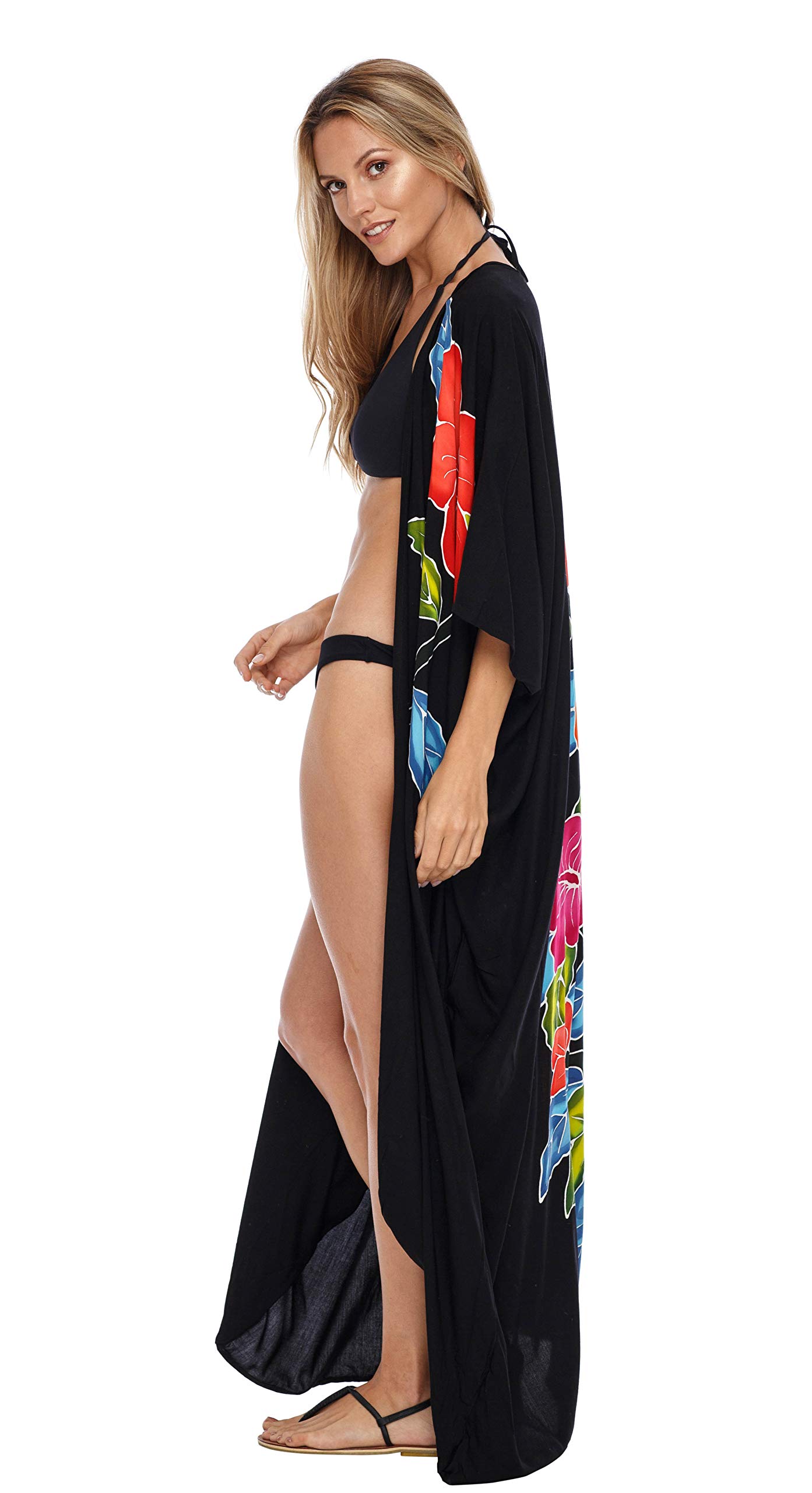 SHU-SHI - Kimono para mujer - Ideal para la playa - Estampado floral - Talla única