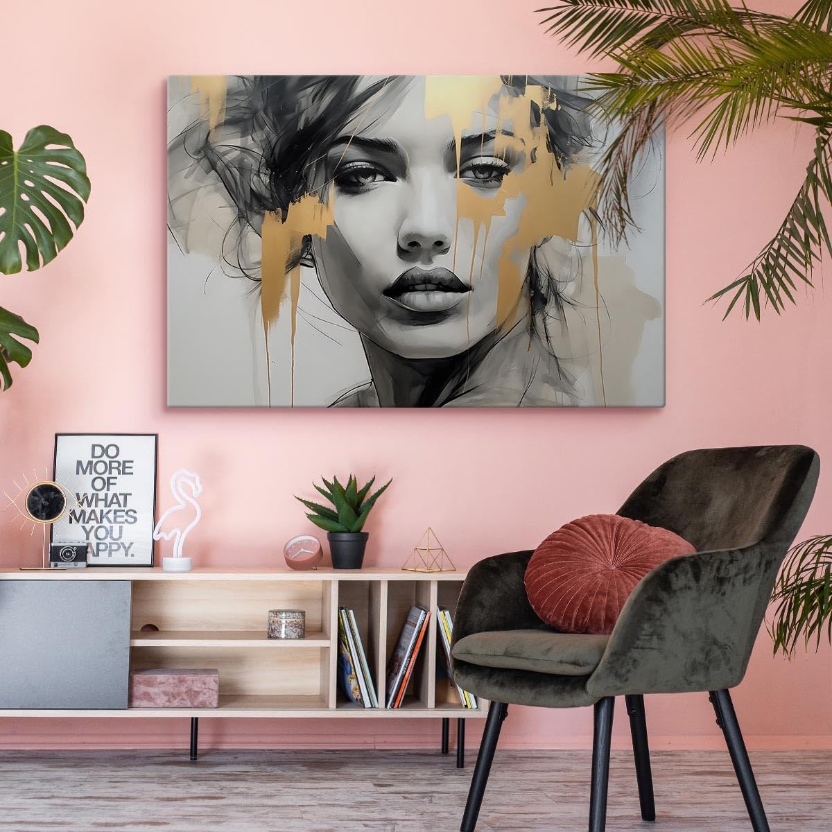 Muralo Wandbilder Portät Frau, Gesicht, Haare Kunstdruck - 120x80 cm