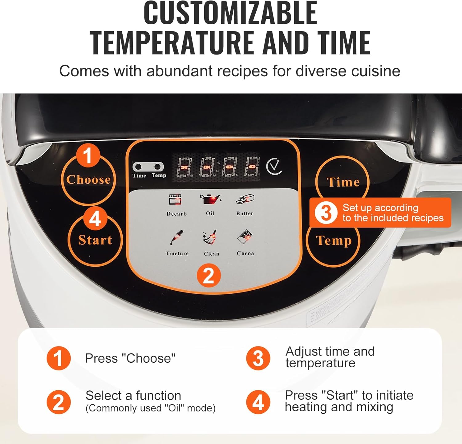 VEVOR Magic Butter Machine, 6 Functions, Butter Infuser Machine & Oil Infusion Machine with Customizable Temperature And Time, 190 Mesh Filter, Silicone Glove, Butter Mold, Cookbook