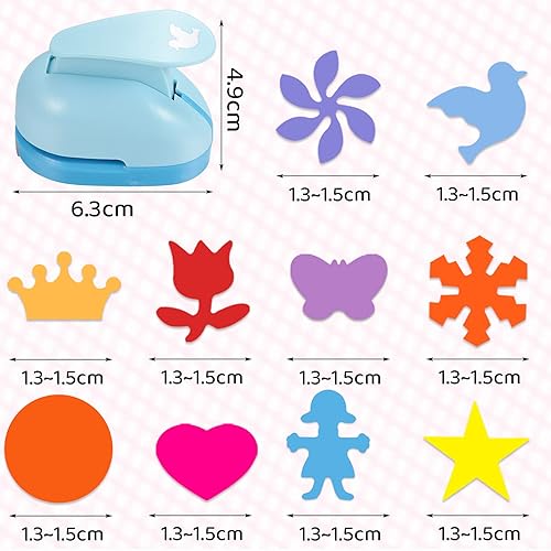 Miniatura 2 de Outus 10 piezas de perforador de papel para manualidades, mini perforador de papel para manualidades, álbum de recortes, tarjetas, proyectos hechos