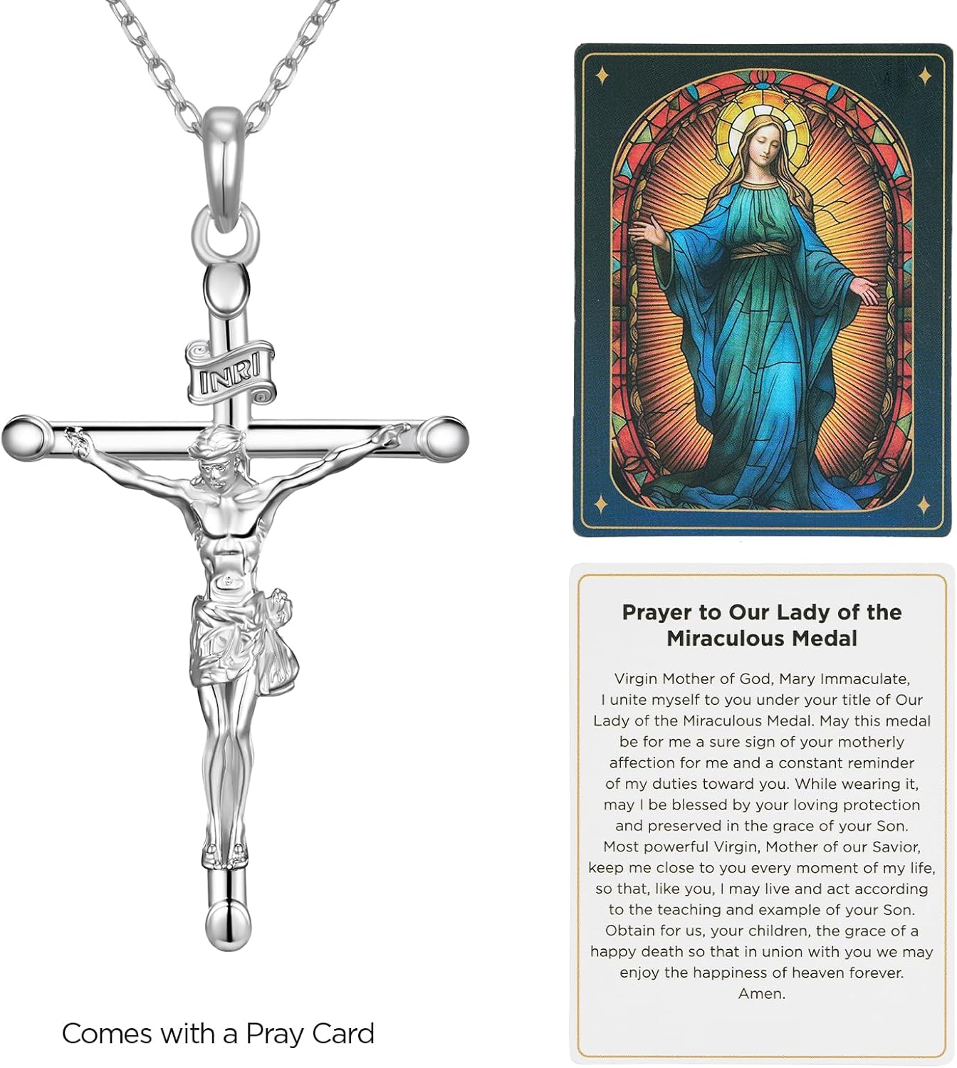 NORBU 925 Sterling Silver Crucifix Necklace for Women, 18K Gold Plated Womens Cross Pendant Necklaces with 18/20 inch Chain, Catholic Jesus Christian Jewelry Religious Gift for Her - Image 2