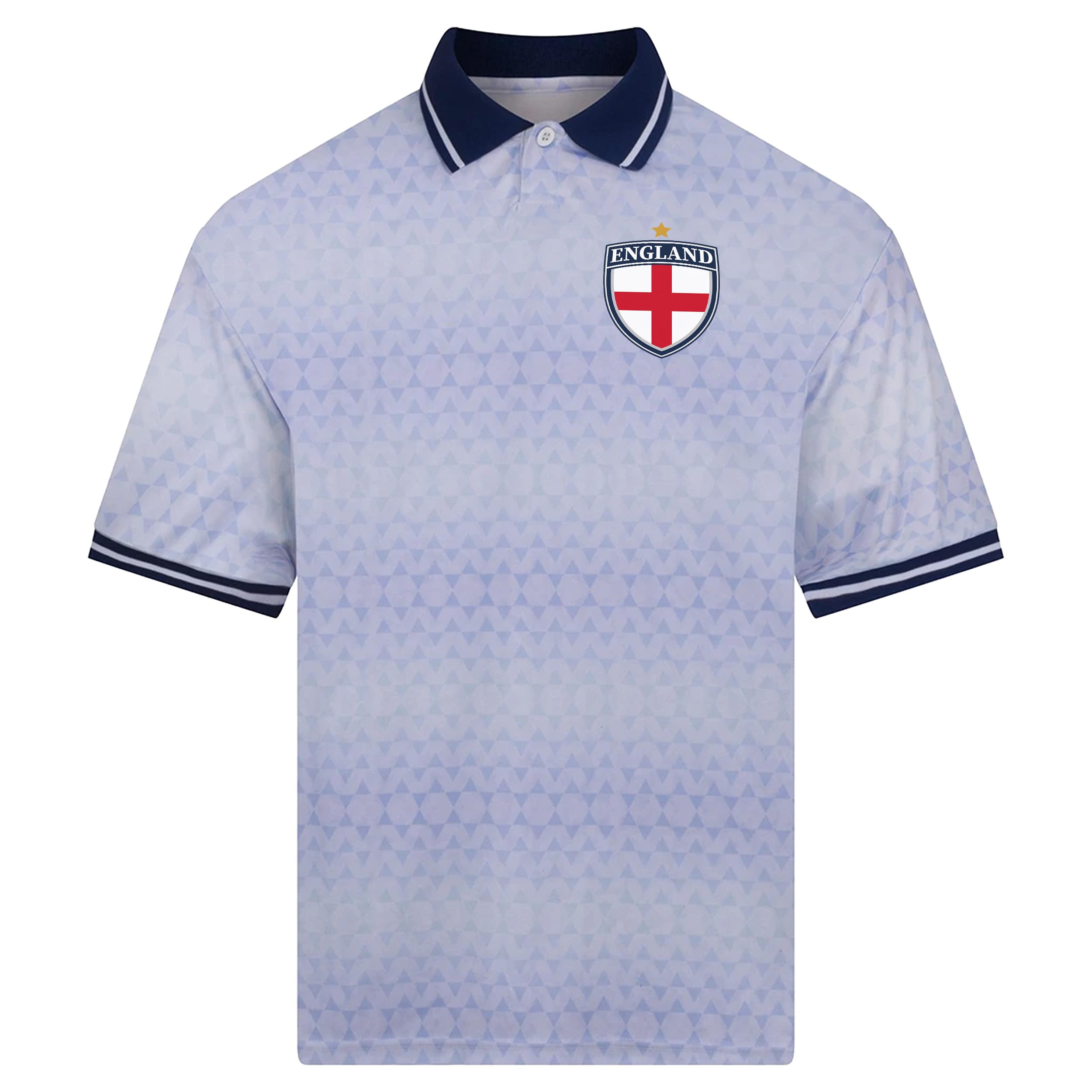 Retro England Shirt Football Top - England Badge Tshirt - Football Fan Supporter Tee for Men, 3XL, White/Navy