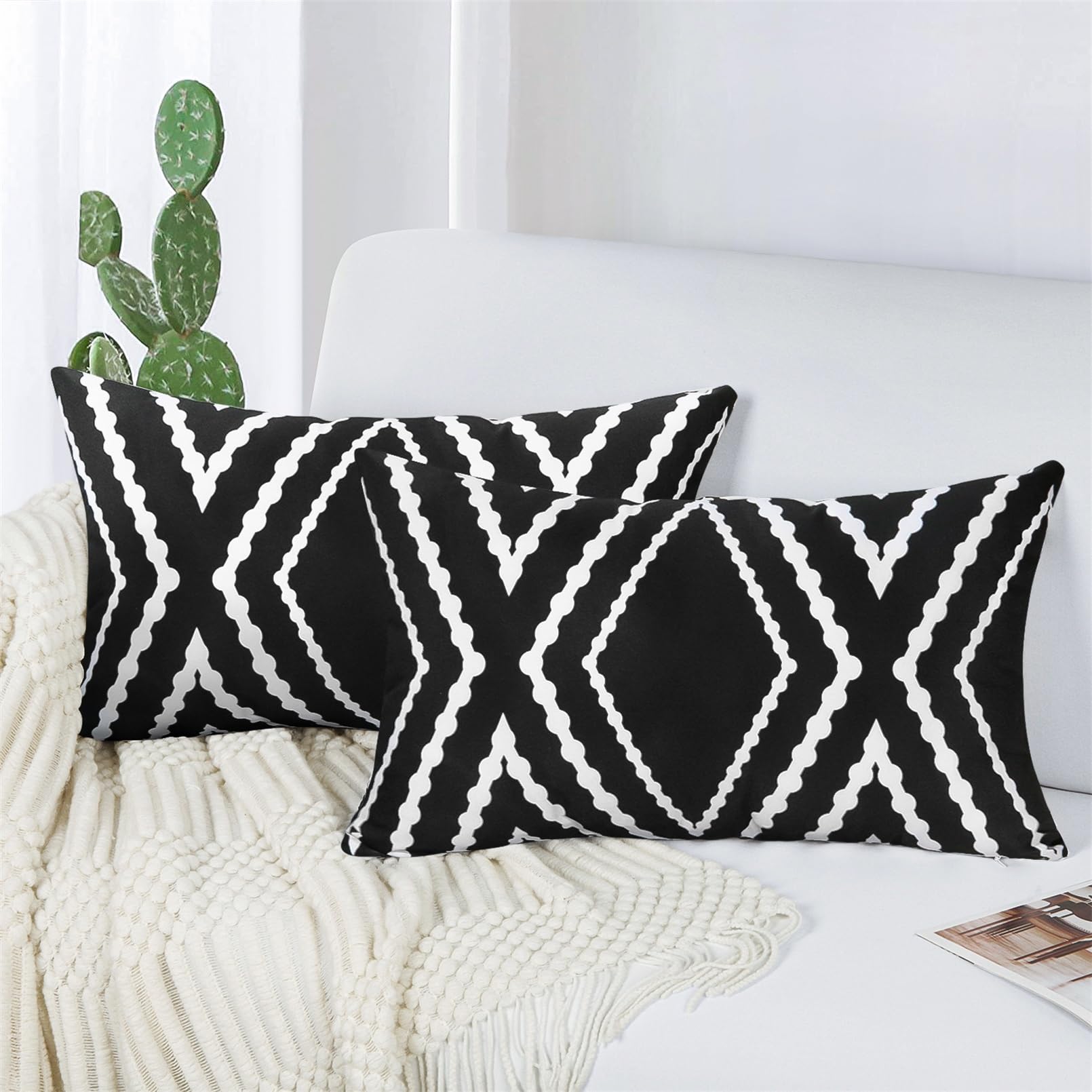 Adabana Waterproof Floral Pillow Covers - Set Of 2, 18x18 Inch Outdoor Covers For Patio Furniture & Indoor Sofa