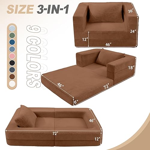 Miniatura 193 de Cama humana gigante para perro, cama 3 en 1 para perro de tamaño humano con funda de piel sintética lavable, cama grande plegable para mascotas con