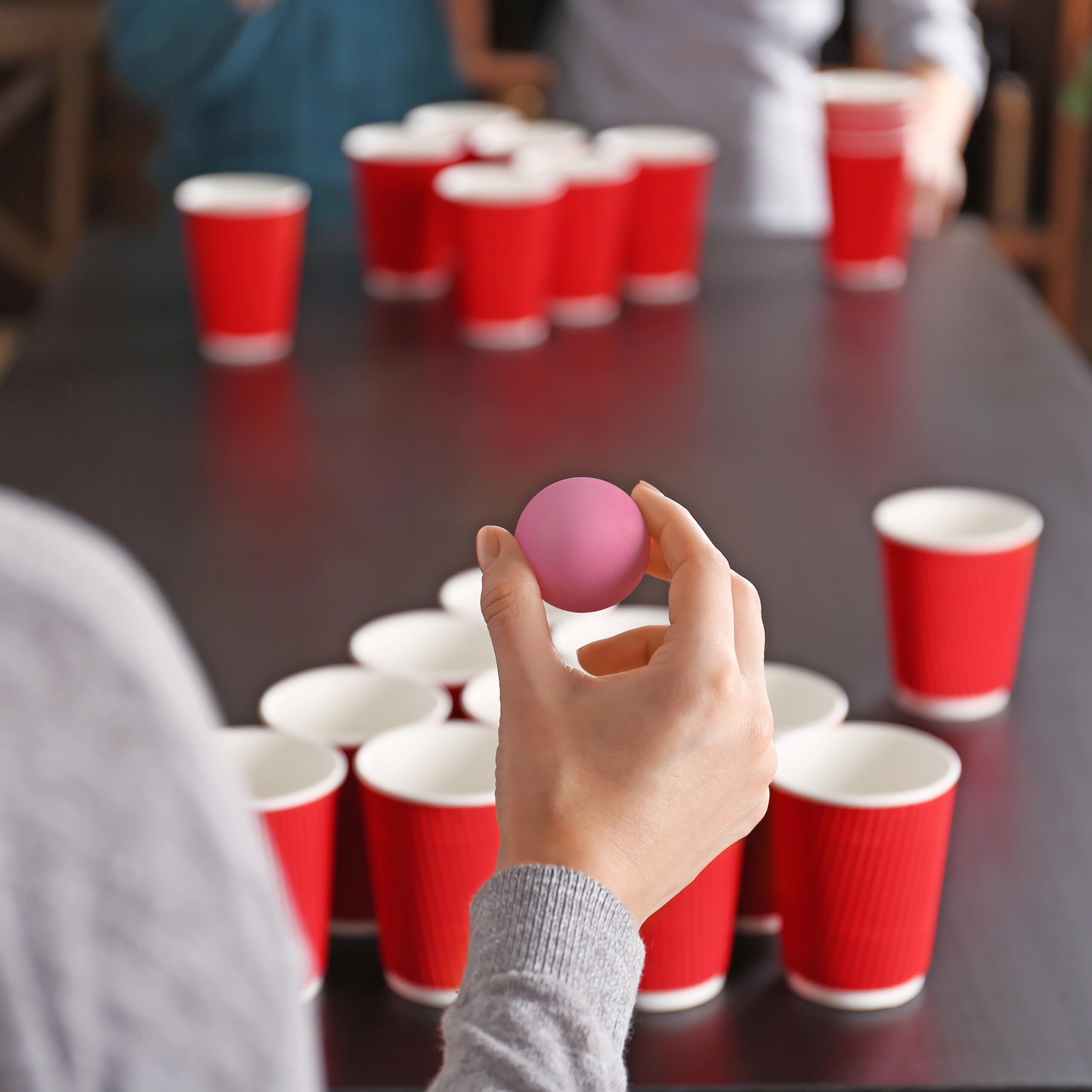 Relaxdays 300 x Palline Beer Pong, plastica Ø40 mm, Rosa Neon