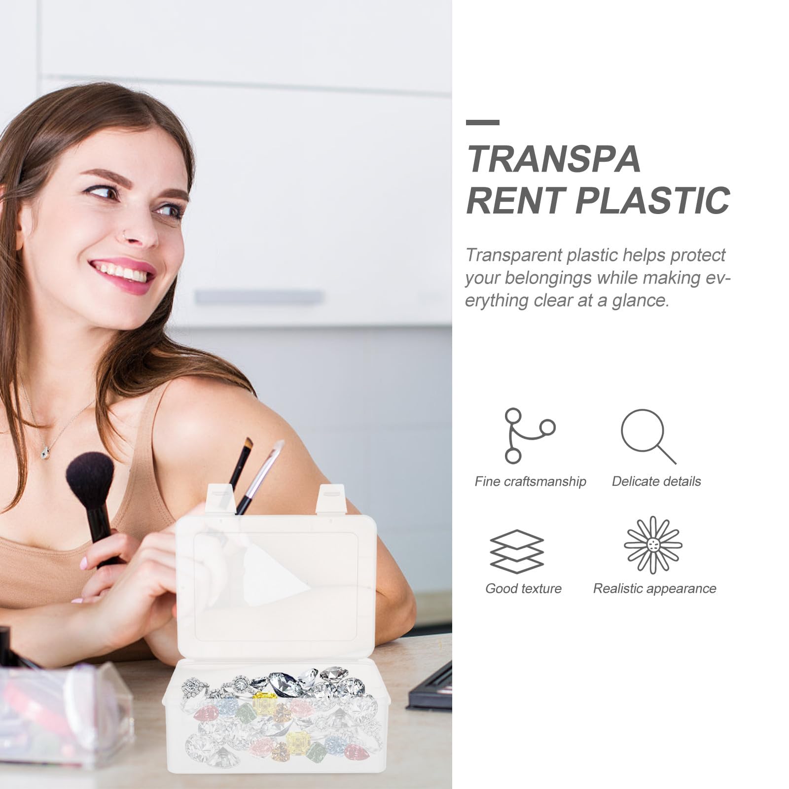 ULTECHNOVO Multifunktionaler Foto Organizer aus Kunststoff mit Großem Fassungsvermögen und 4 Transparenten Aufbewahrungsboxen für Schmuck und Karten im Haushalt